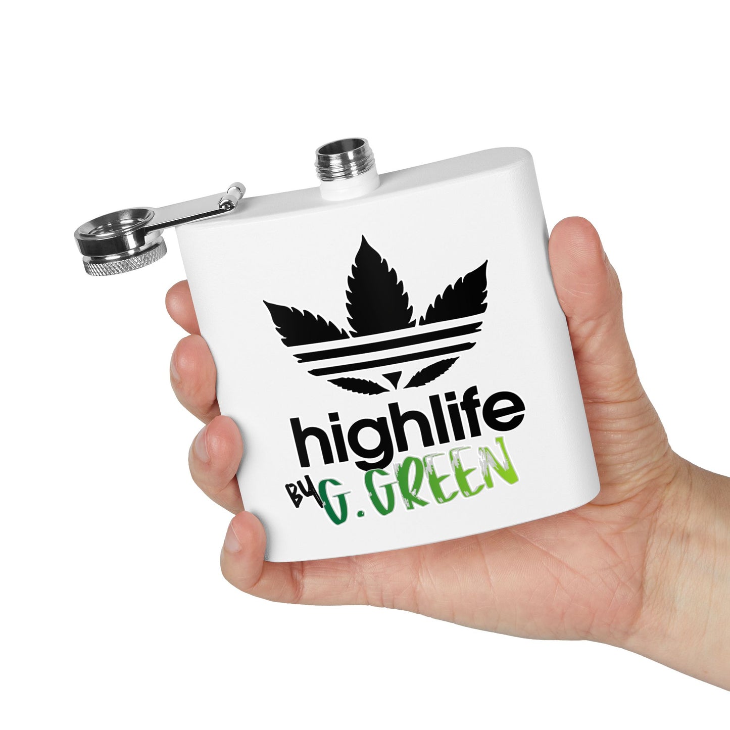 Highlife Stainless Steel Flask, 6oz - Stylish Drinkware for Celebrations, Party Favors, Groomsman Gifts, Personalized Gifts, Camping Gear