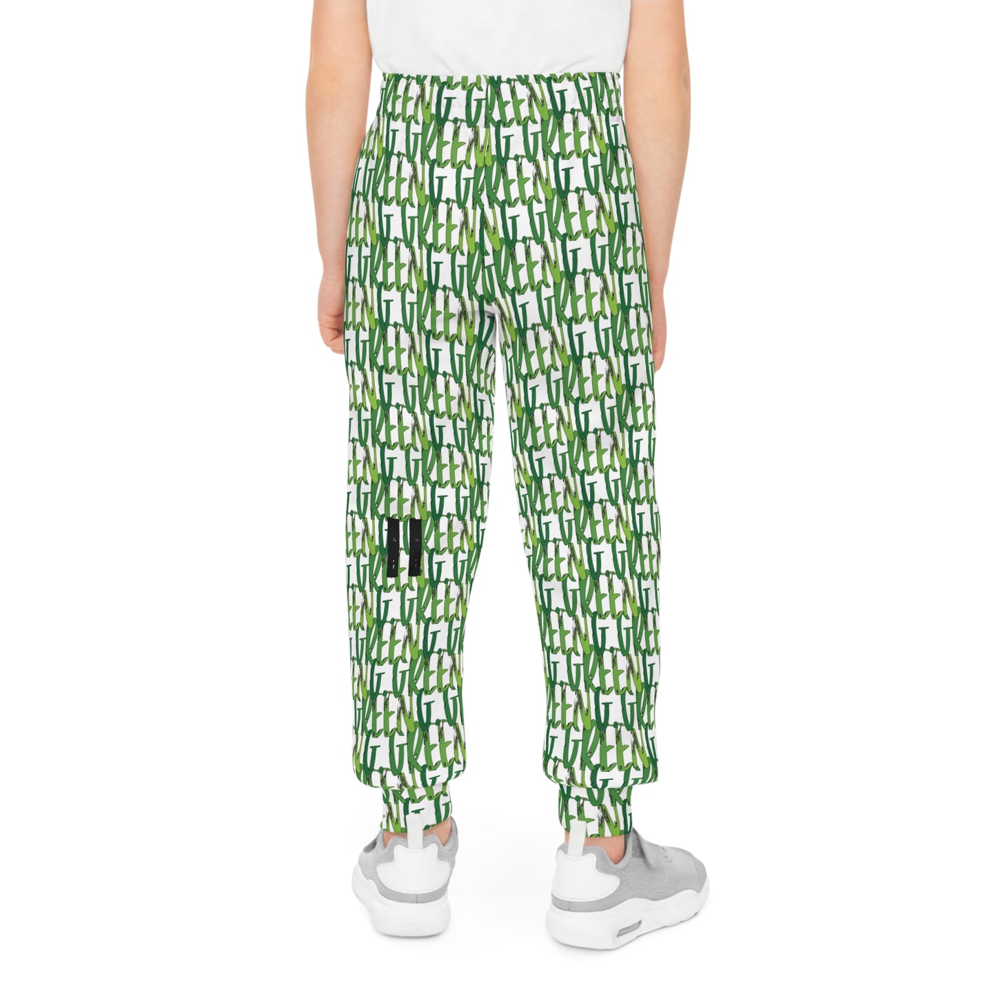 Youth Joggers with Vibrant Green Abstract Design, Trendy Kids Activewear, Perfect for Sports, Gifts, Casual Days, Summer Wear