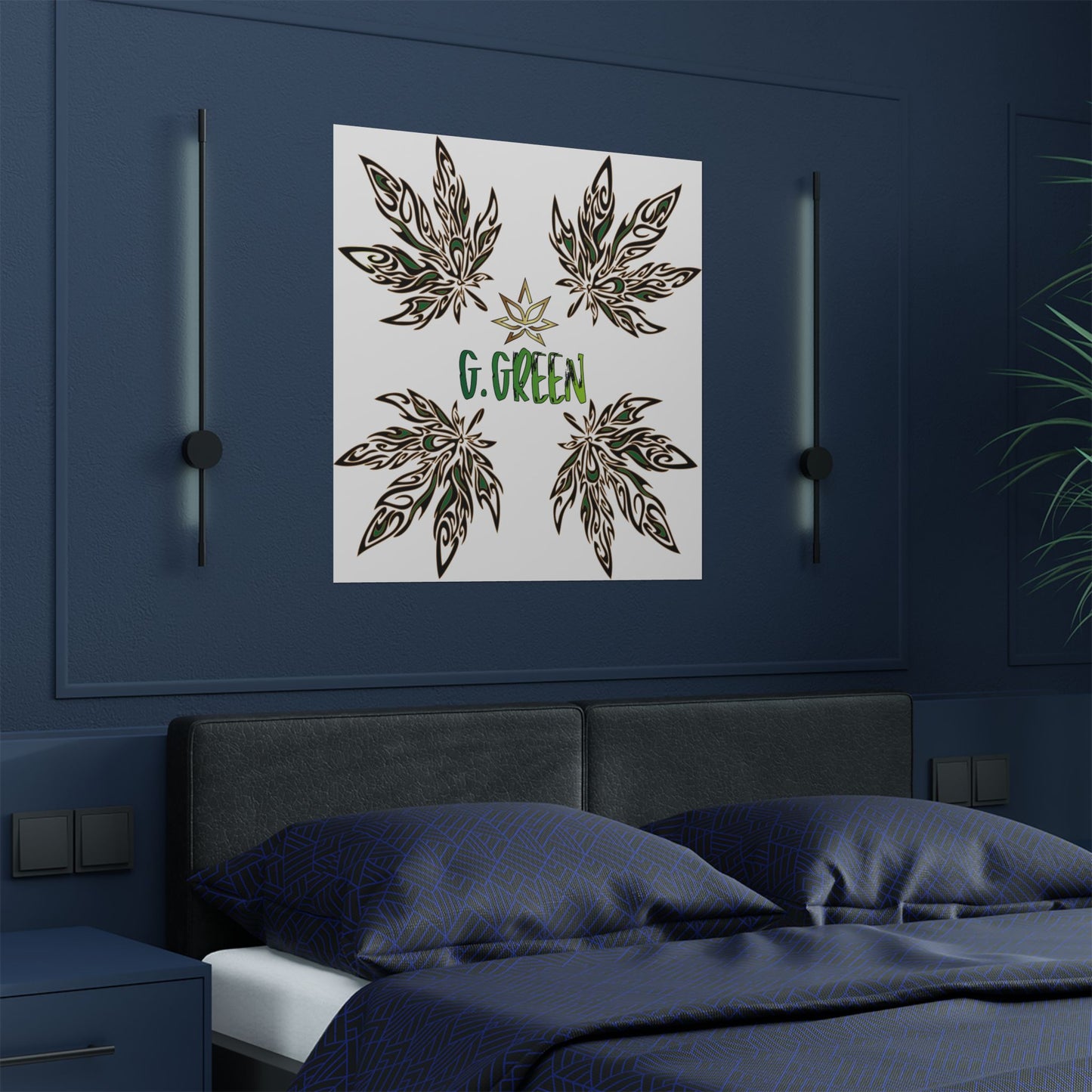 Elegant Satin Posters with Botanical Design, Wall Art, Home Decor, Gift for Plant Lovers, Unique Artwork, G. Green Prints