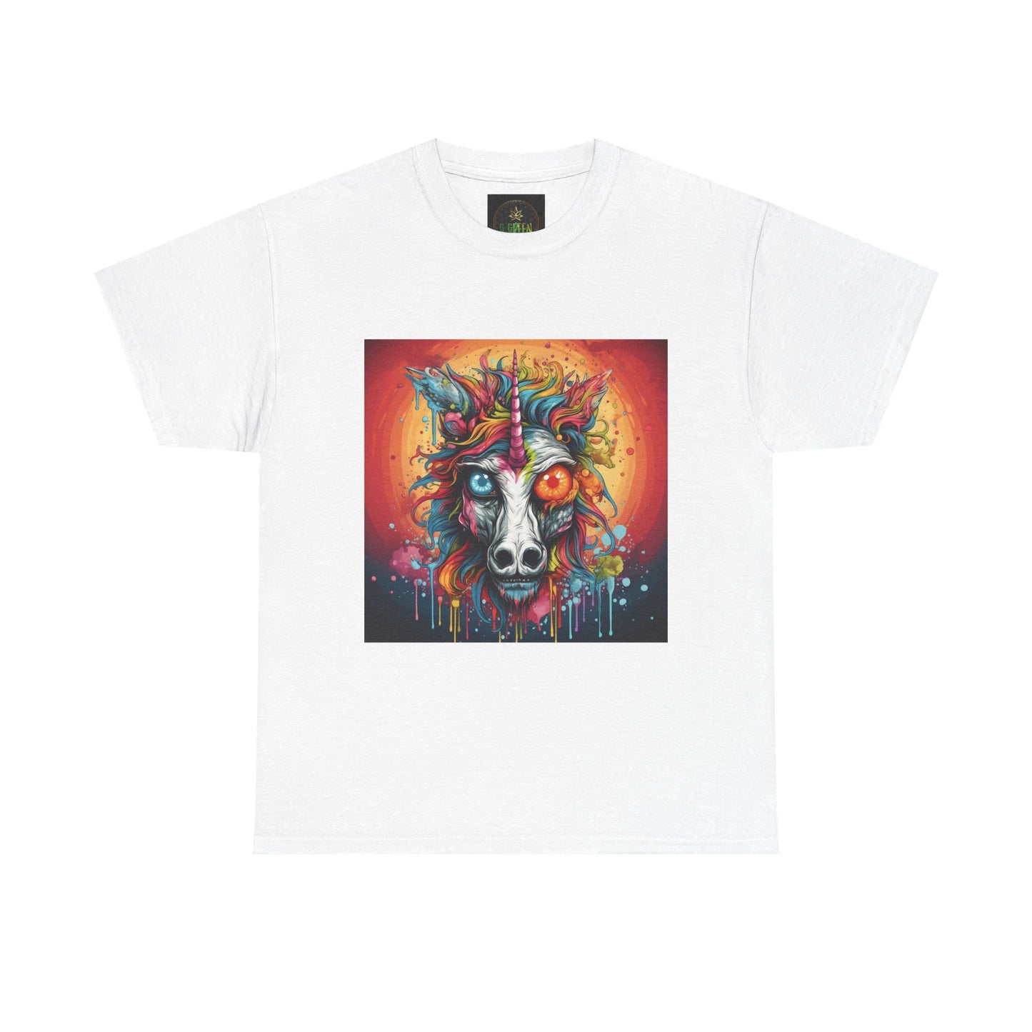 Vibrant Wolf Art Tee - Unisex Heavy Cotton T-Shirt, Animal Lover Gift, Festival Apparel, Nature Vibe Shirt, Colorful Graphic Tee