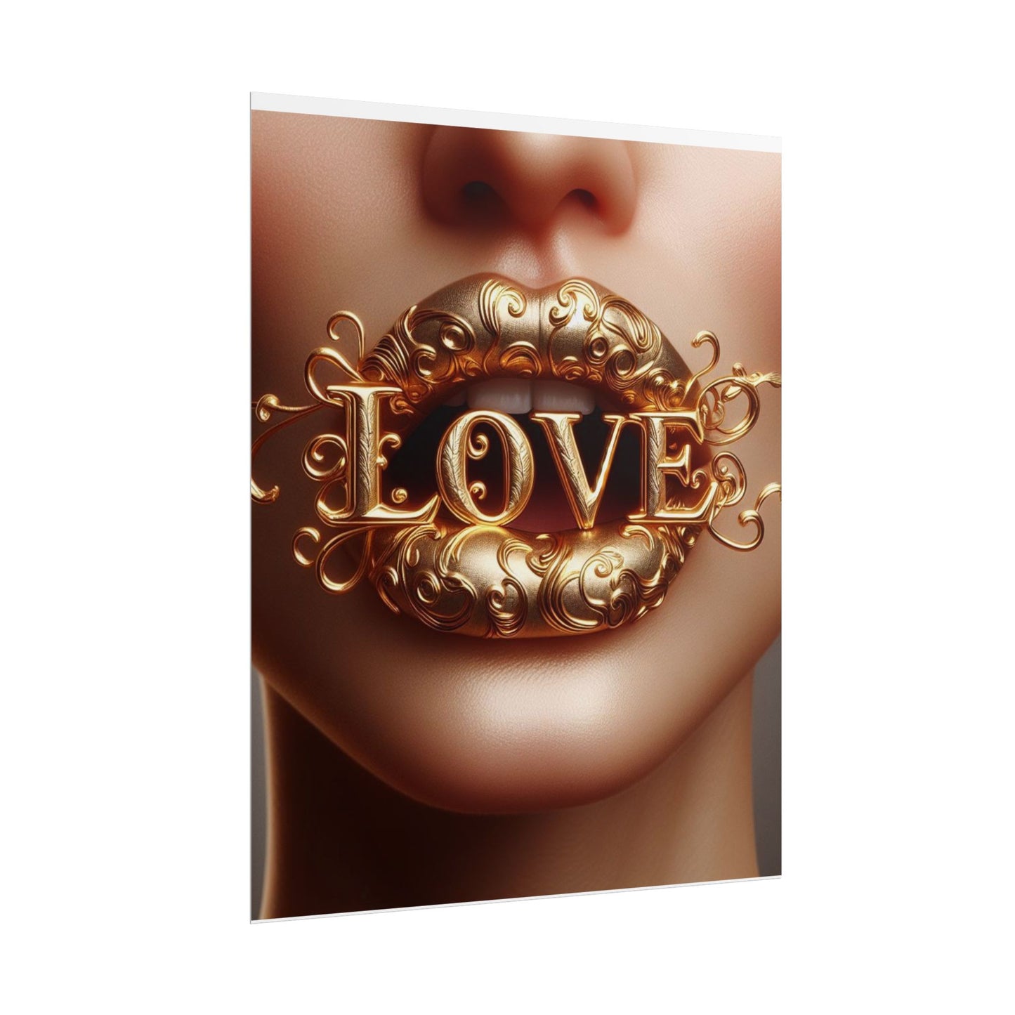 Golden Love Wall Art Poster, Romantic Decor, Home Aesthetic Print, Gift for Her, Modern Wall Art, Unique Art for Valentine's Day