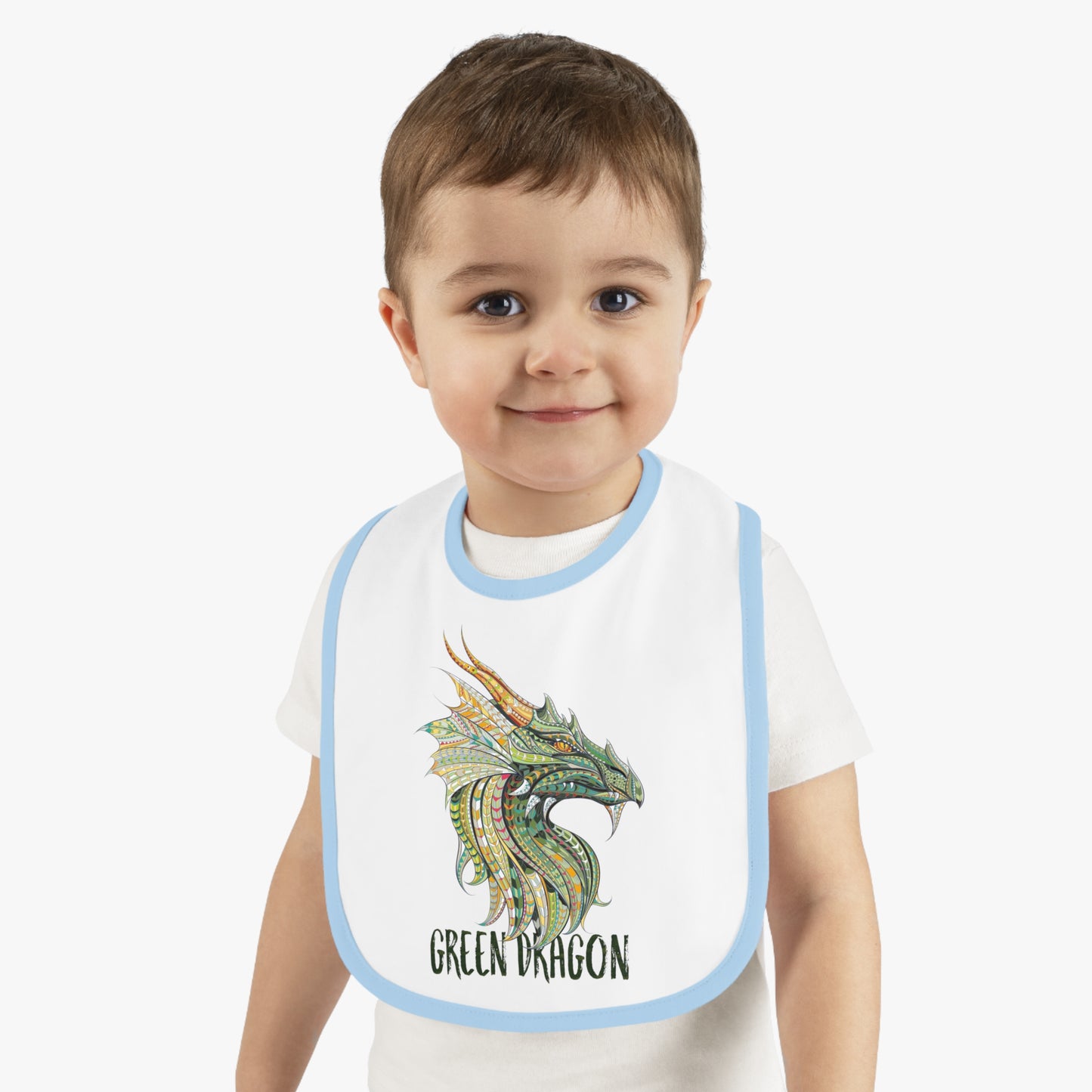 Green Dragon Baby Bib, Adorable Bib for Babies, Baby Shower Gift, Toddler Feeding Bib, Dragon Lovers Bib