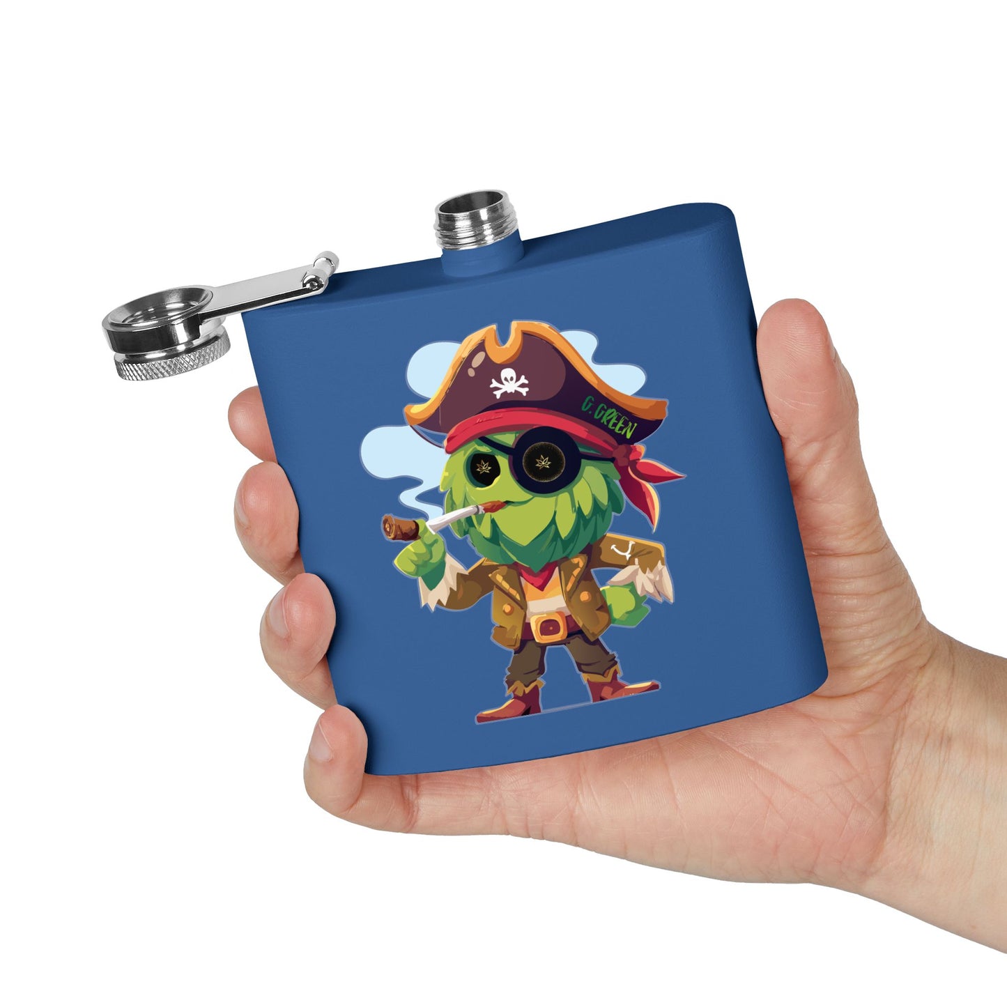 Whimsical Pirate Flask, 6oz Stainless Steel Gift, Fun Party Accessory, Unique Groomsmen Gift, Adventure Enthusiast Flask, Novelty Drinkware