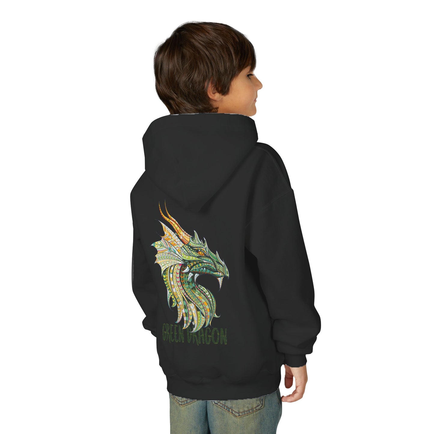 Youth Dragon Graphic Hoodie, Eco-Friendly Hoodie, Gift for Young Artists, Unique Kids Sweatshirt, Fantasy Apparel