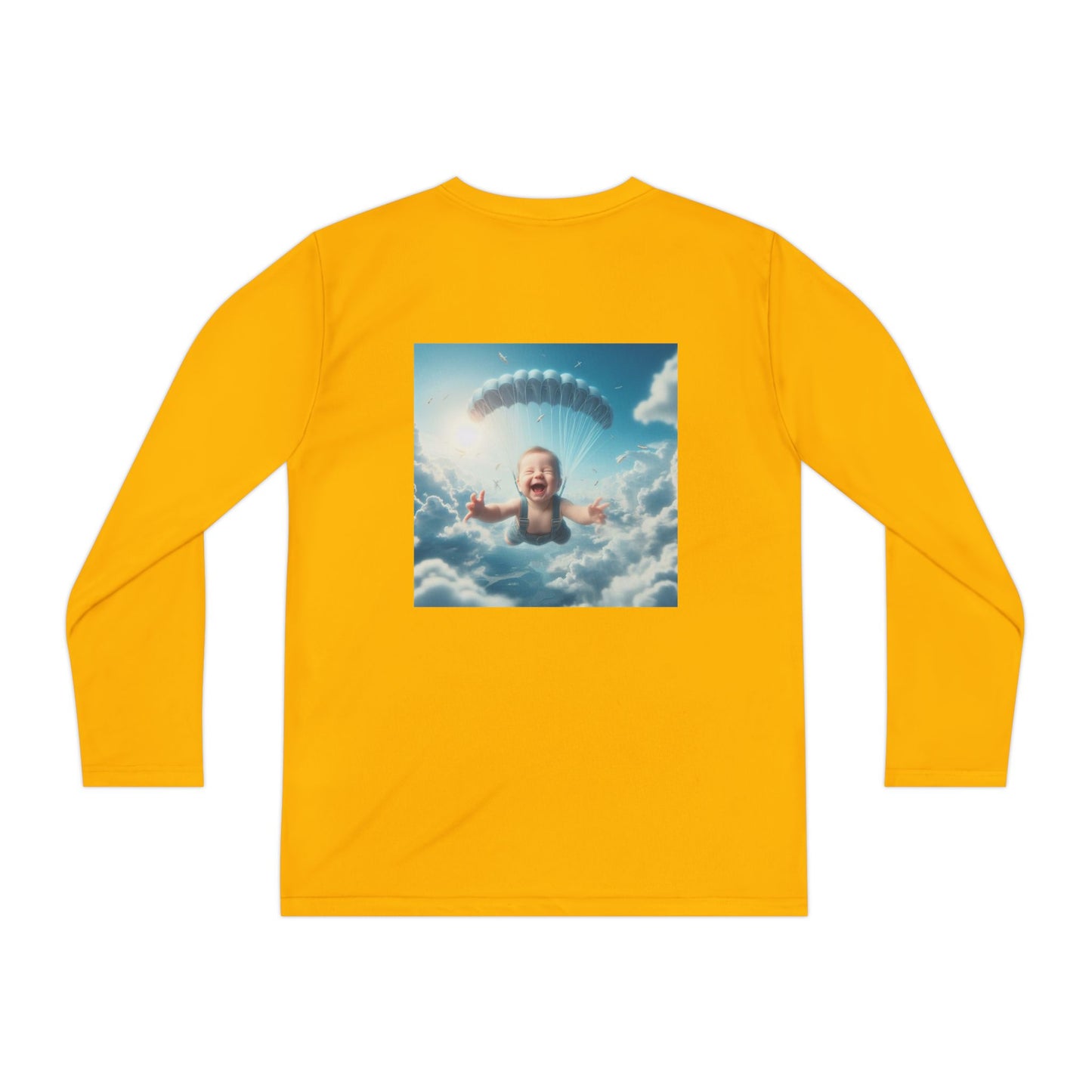 Youth Long Sleeve Tee with Whimsical Parachute Design, Perfect for Playtime, Everyday Wear, Birthdays, Summer Fun, Creative Gift Idea