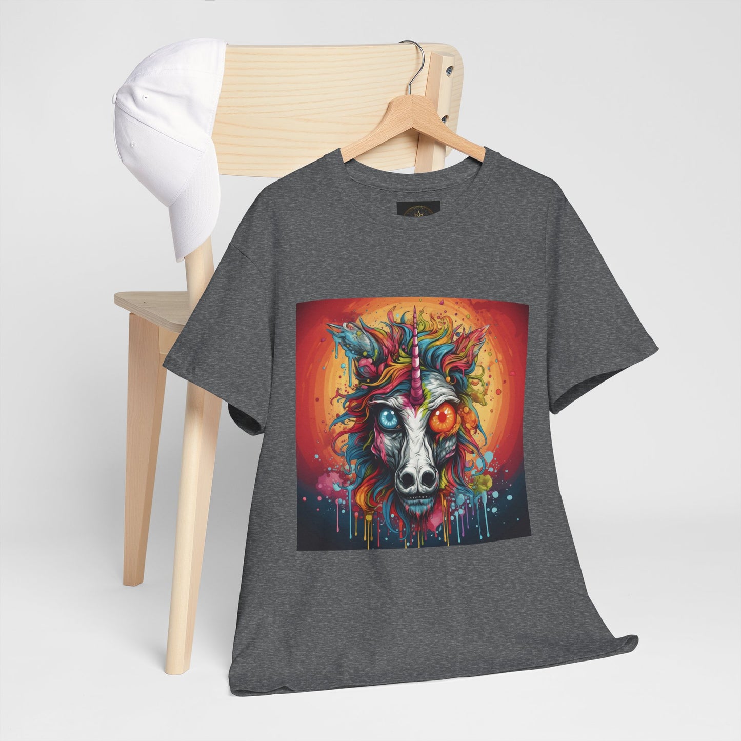 Vibrant Wolf Art Tee - Unisex Heavy Cotton T-Shirt, Animal Lover Gift, Festival Apparel, Nature Vibe Shirt, Colorful Graphic Tee