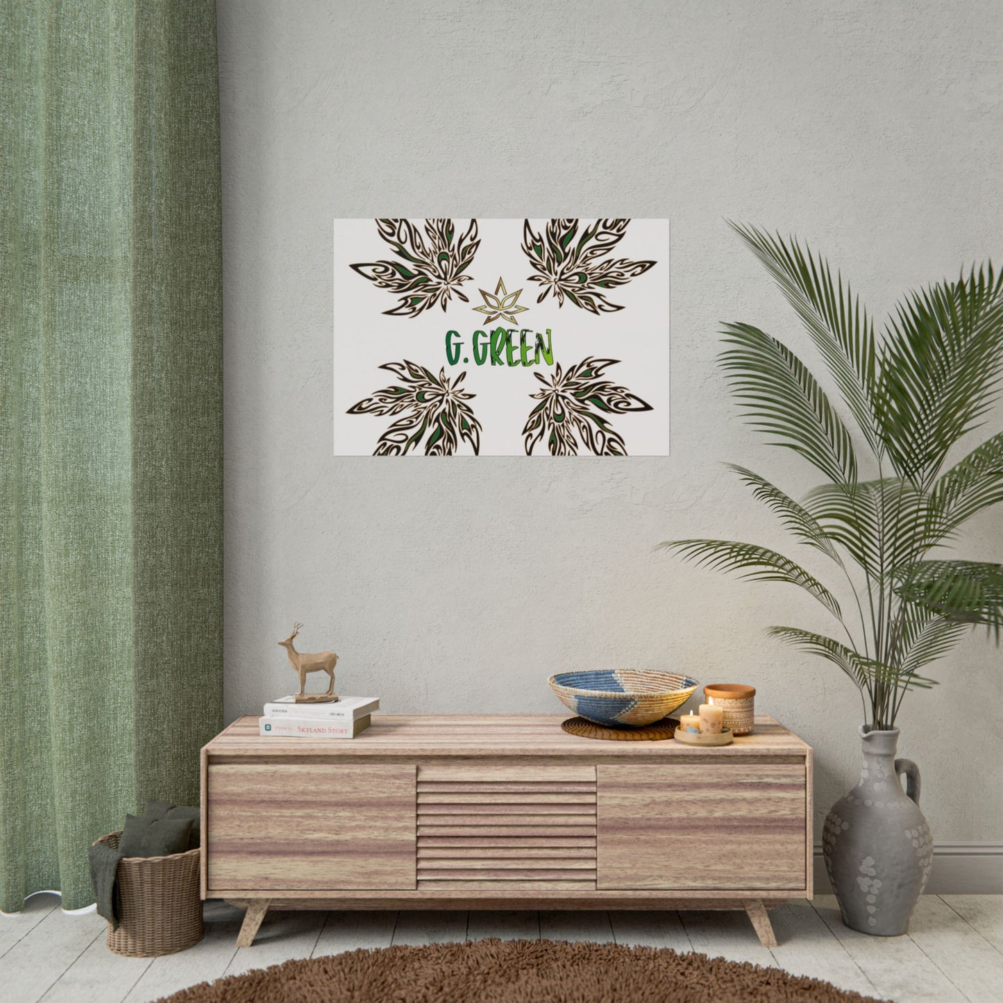 Bohemian Leaf Art Print, Nature Decor, Greenery Wall Art, G. Green, Home Decor, Botanical Poster, Gift for Plant Lovers