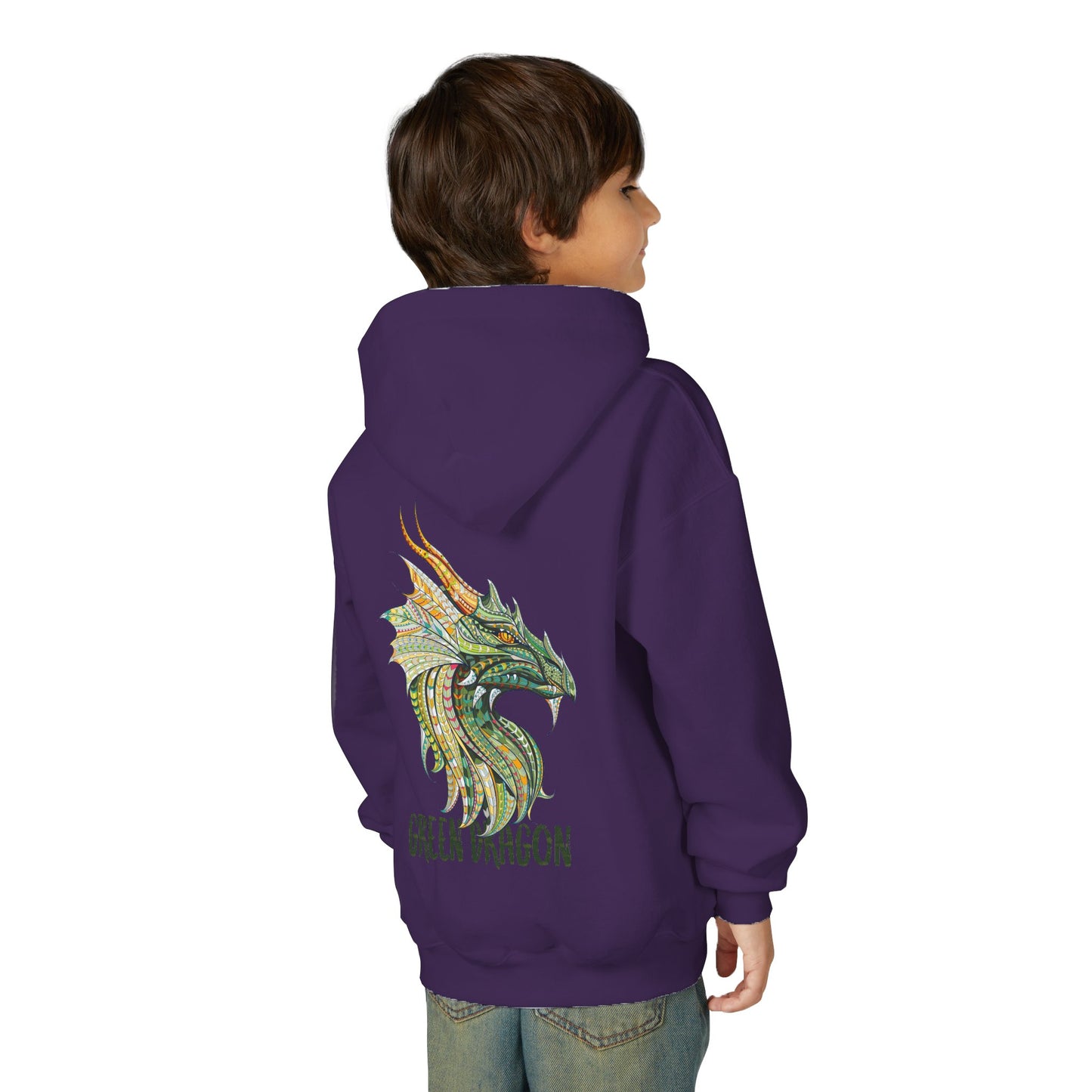 Youth Dragon Graphic Hoodie, Eco-Friendly Hoodie, Gift for Young Artists, Unique Kids Sweatshirt, Fantasy Apparel