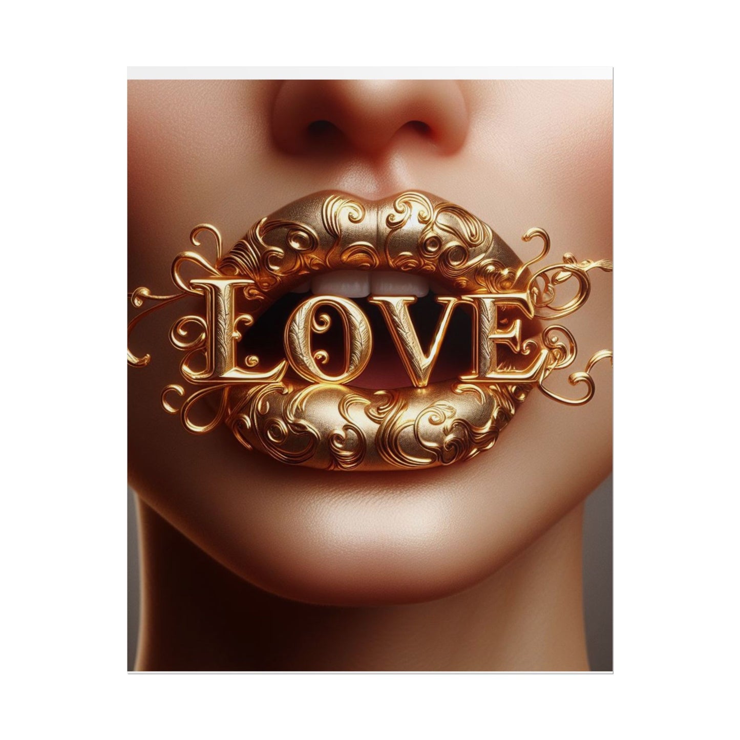 Golden Love Wall Art Poster, Romantic Decor, Home Aesthetic Print, Gift for Her, Modern Wall Art, Unique Art for Valentine's Day
