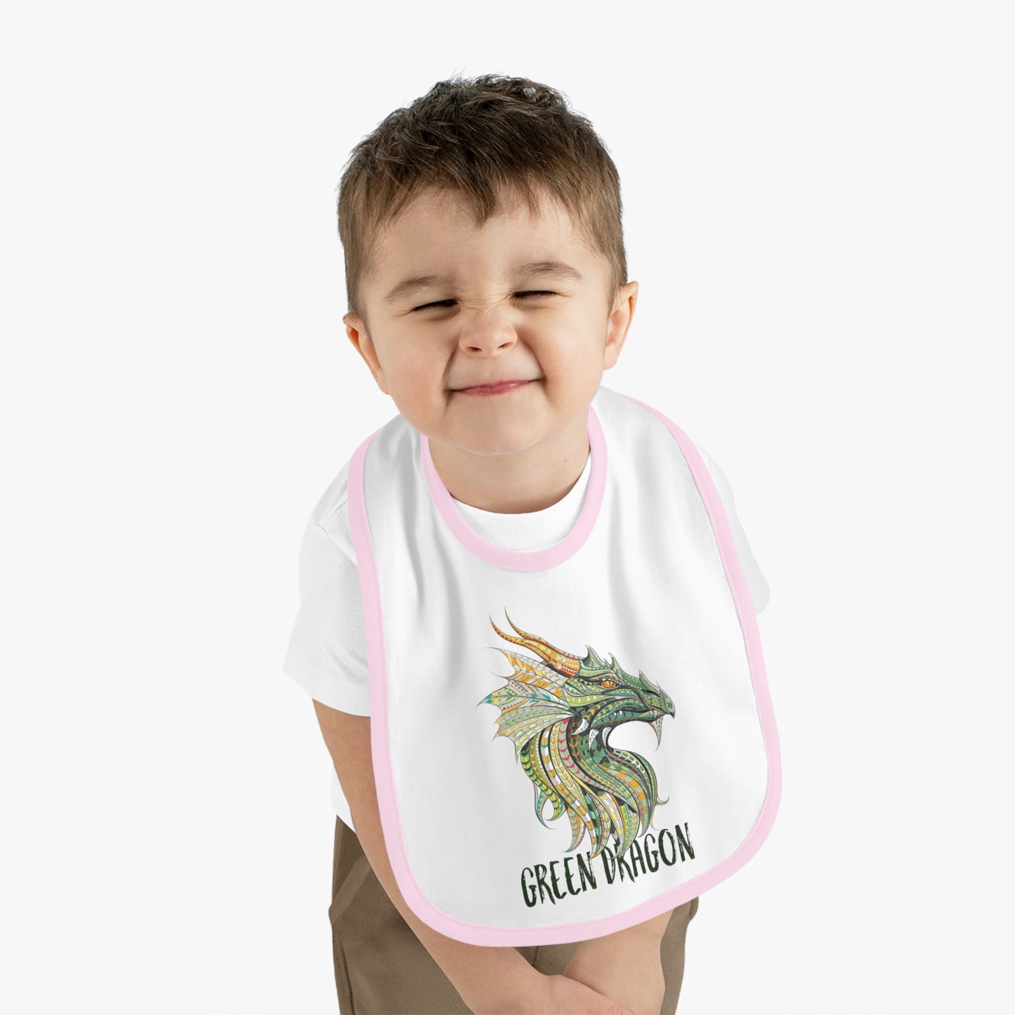 Green Dragon Baby Bib, Adorable Bib for Babies, Baby Shower Gift, Toddler Feeding Bib, Dragon Lovers Bib