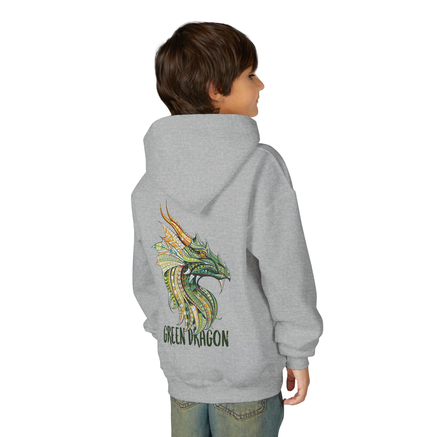 Youth Dragon Graphic Hoodie, Eco-Friendly Hoodie, Gift for Young Artists, Unique Kids Sweatshirt, Fantasy Apparel