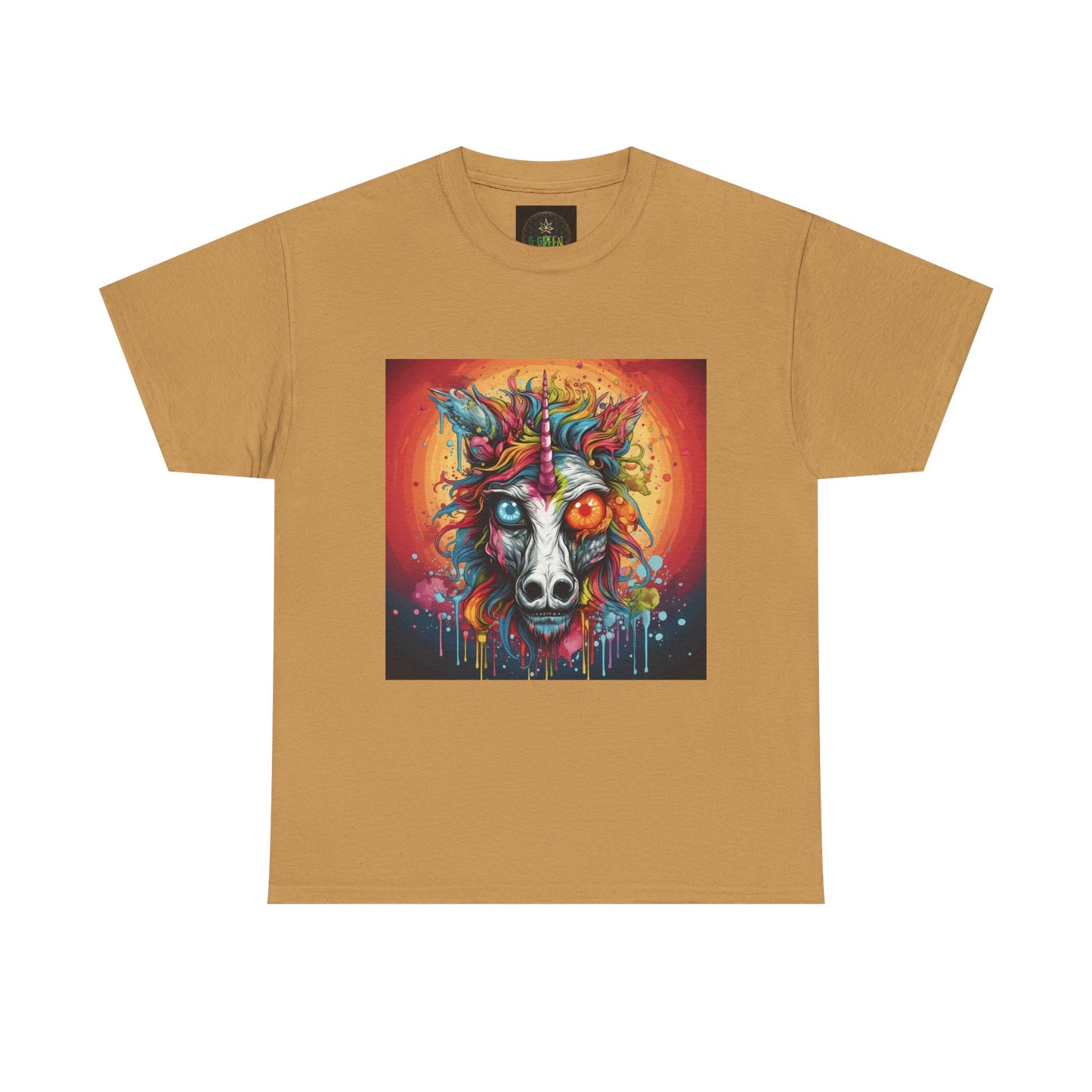 Vibrant Wolf Art Tee - Unisex Heavy Cotton T-Shirt, Animal Lover Gift, Festival Apparel, Nature Vibe Shirt, Colorful Graphic Tee