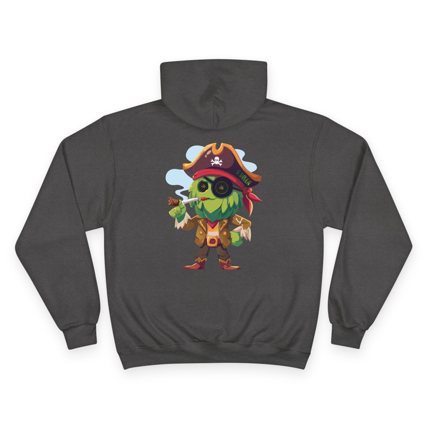 Pirate-Themed Champion Hoodie, Cozy Streetwear, Perfect for Halloween, Costume Parties, Gift for Gamers, Cartoon Apparel, Unique Hoodie