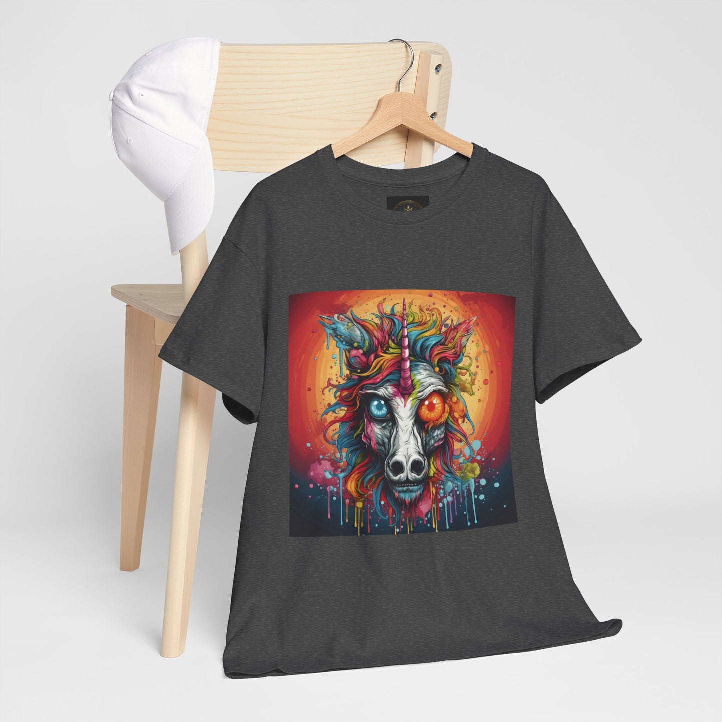 Vibrant Wolf Art Tee - Unisex Heavy Cotton T-Shirt, Animal Lover Gift, Festival Apparel, Nature Vibe Shirt, Colorful Graphic Tee