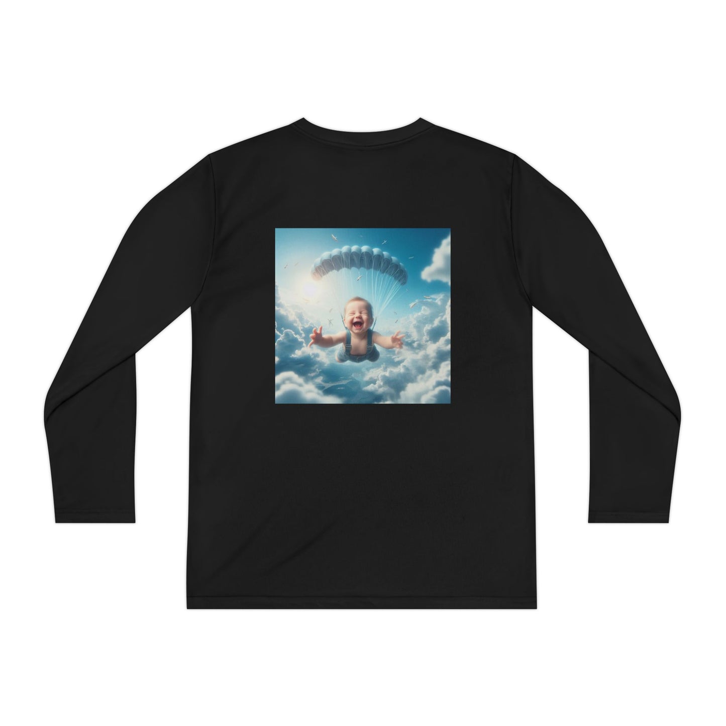 Youth Long Sleeve Tee with Whimsical Parachute Design, Perfect for Playtime, Everyday Wear, Birthdays, Summer Fun, Creative Gift Idea