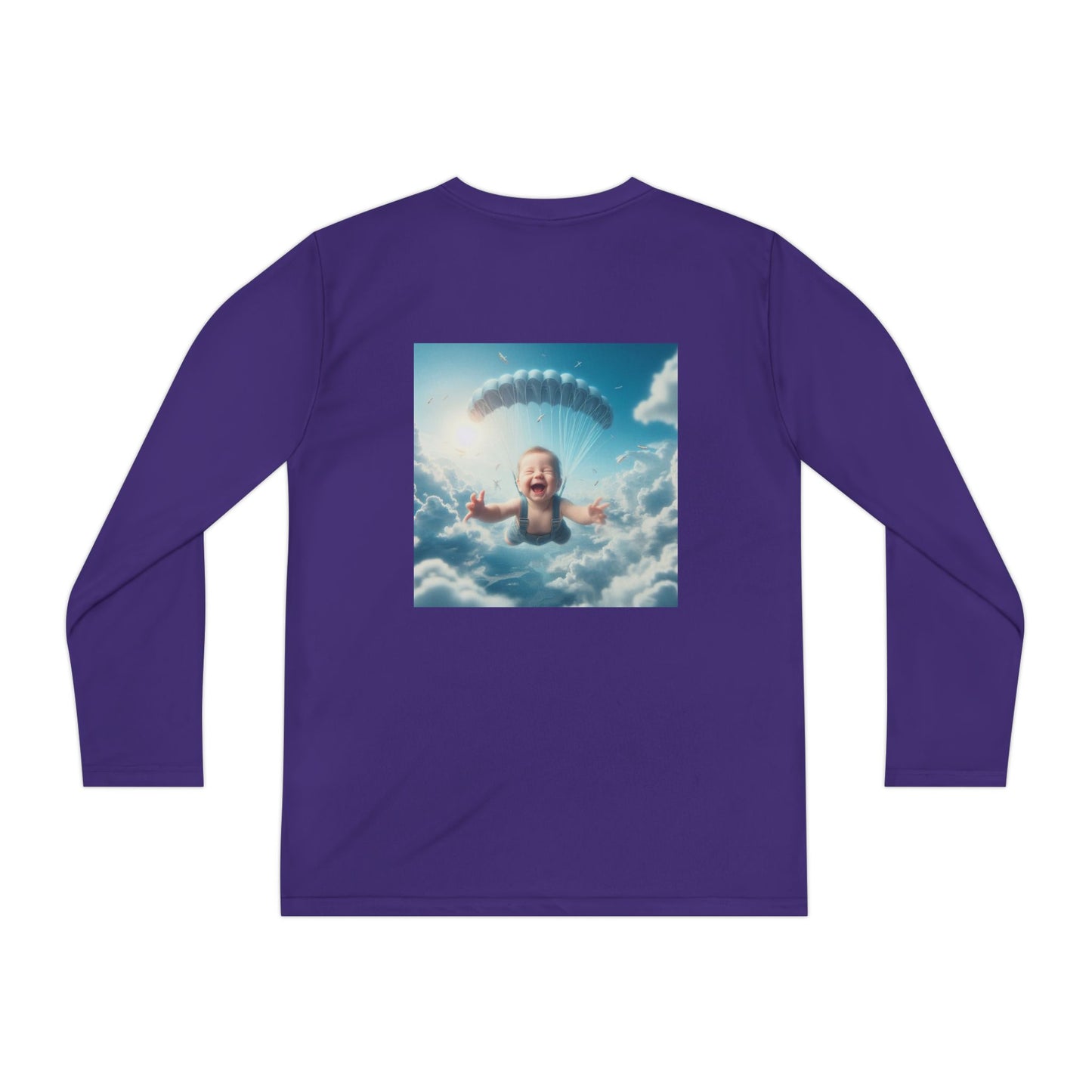 Youth Long Sleeve Tee with Whimsical Parachute Design, Perfect for Playtime, Everyday Wear, Birthdays, Summer Fun, Creative Gift Idea