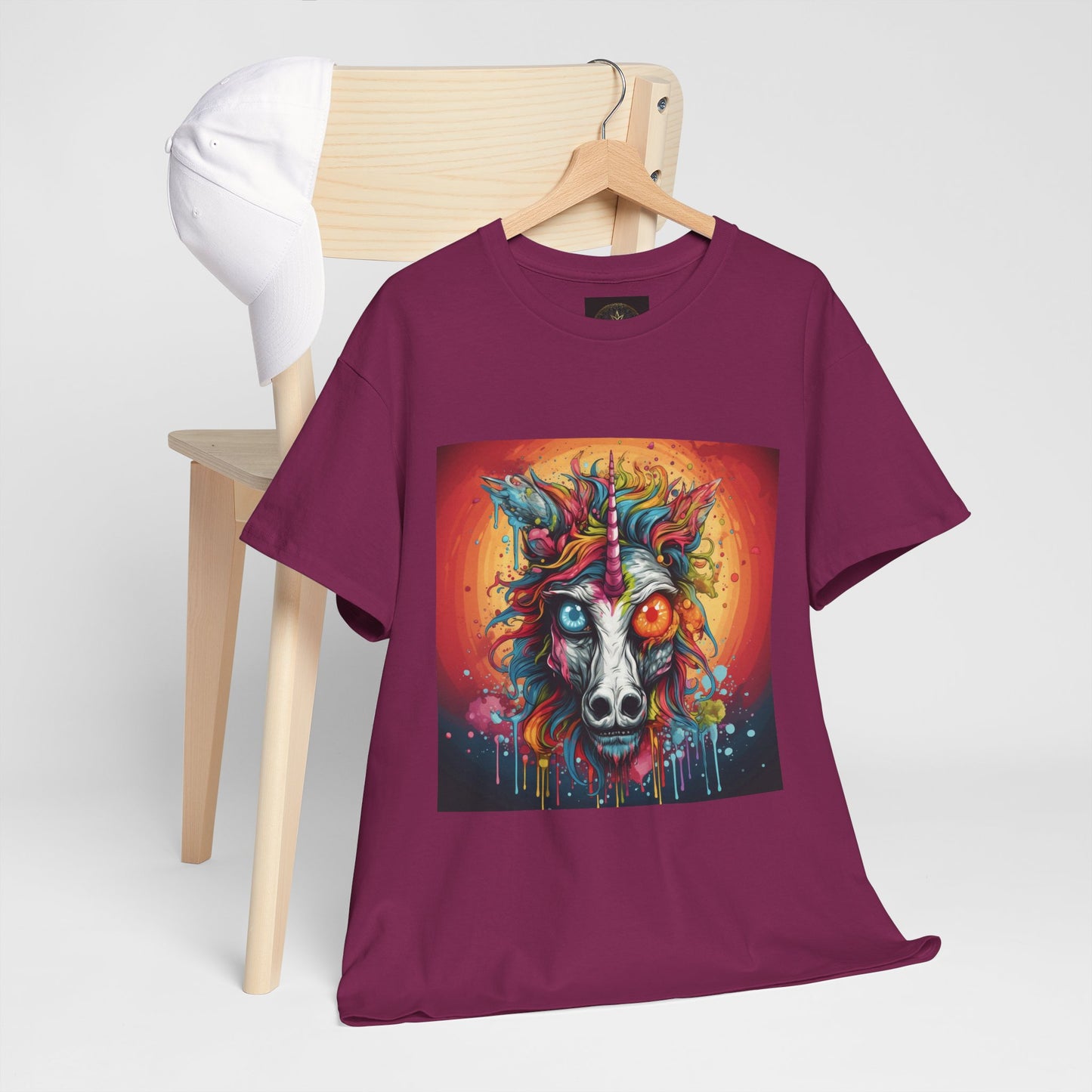 Vibrant Wolf Art Tee - Unisex Heavy Cotton T-Shirt, Animal Lover Gift, Festival Apparel, Nature Vibe Shirt, Colorful Graphic Tee