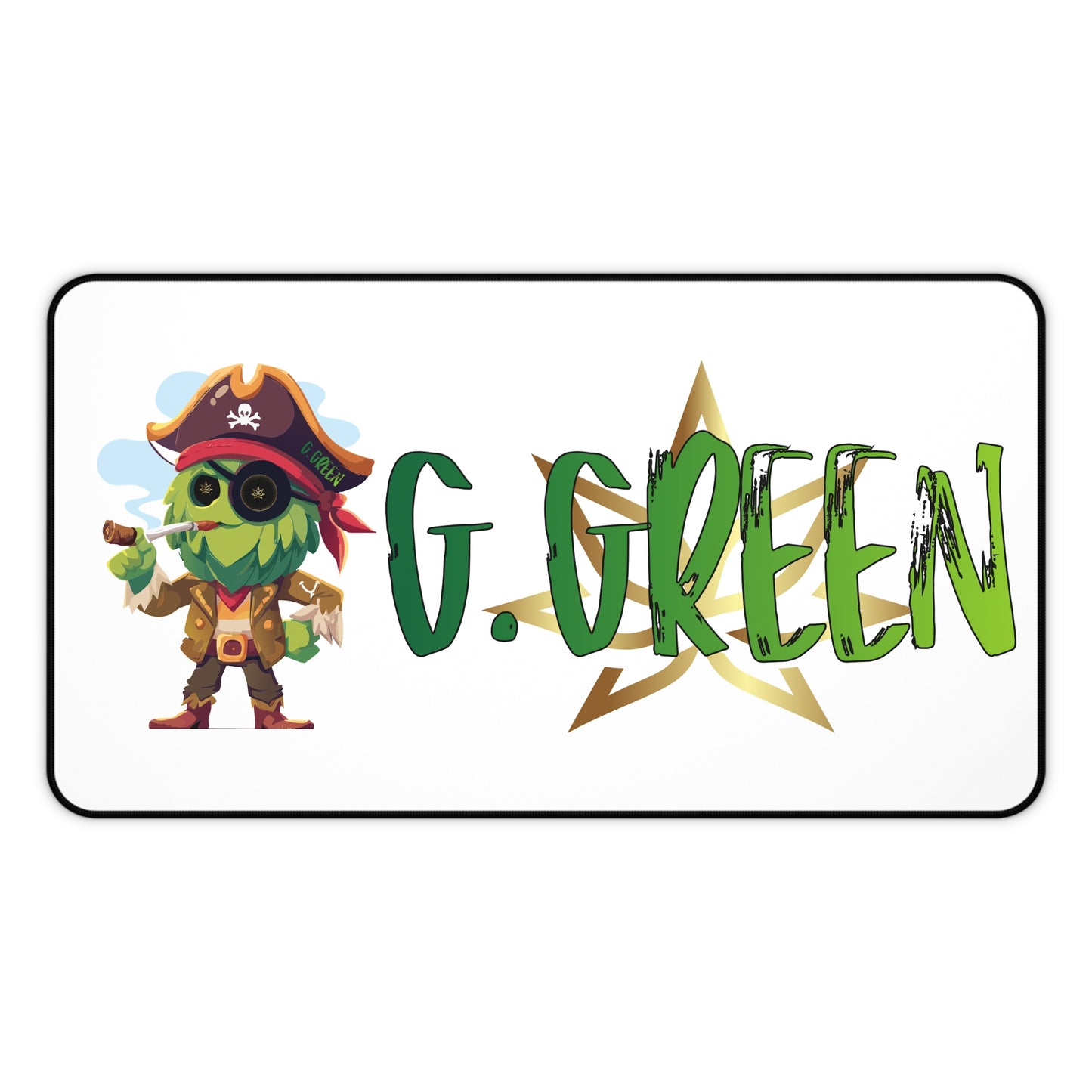 Personalized Pirate Desk Mat, Gaming Mouse Pad, Kids Room Decor, G. Green Custom Gift, Office Accessories