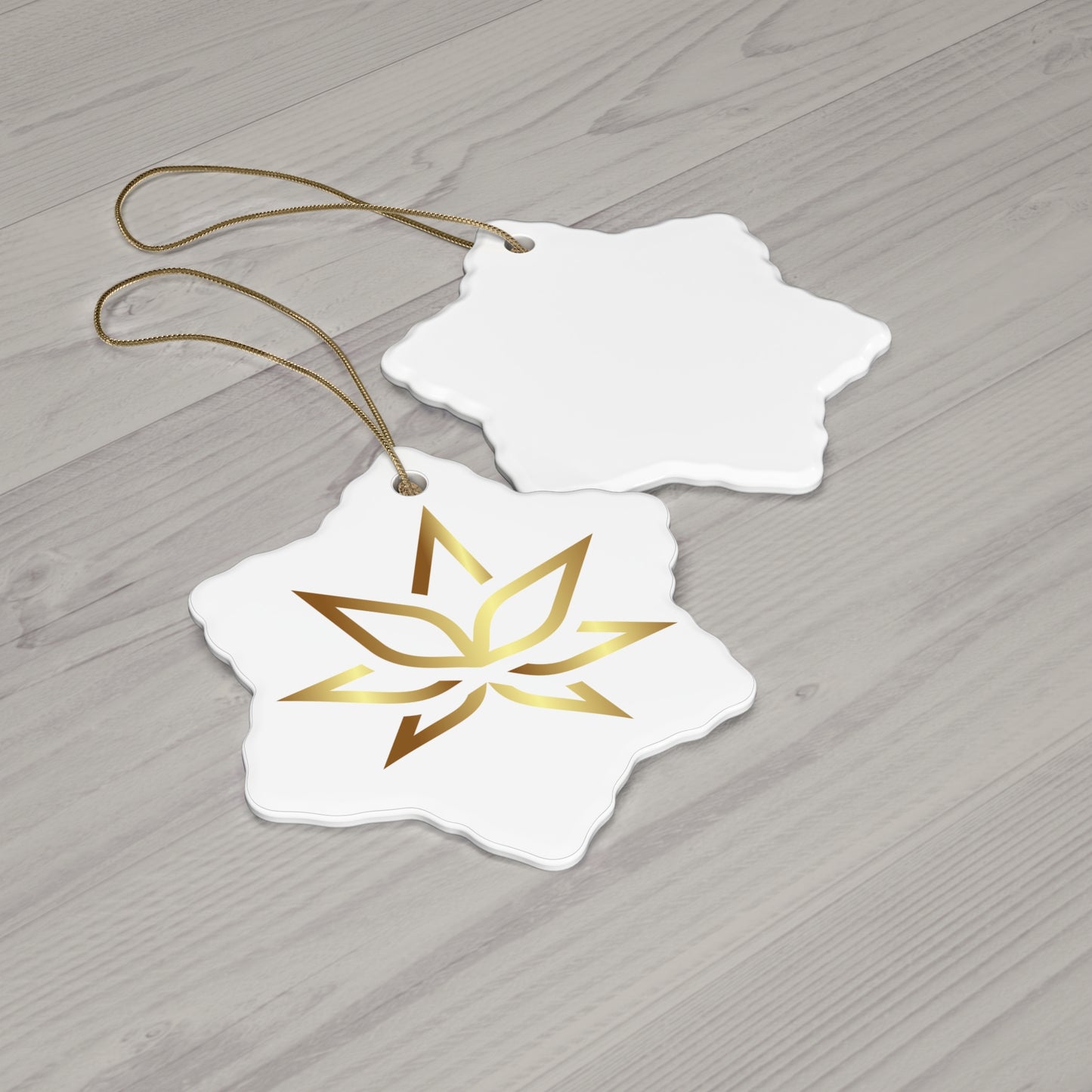 Elegant Gold Starflower Ceramic Ornament | Holiday Decor, Gift, Home Decor, Christmas, Tree Decoration, Collectible
