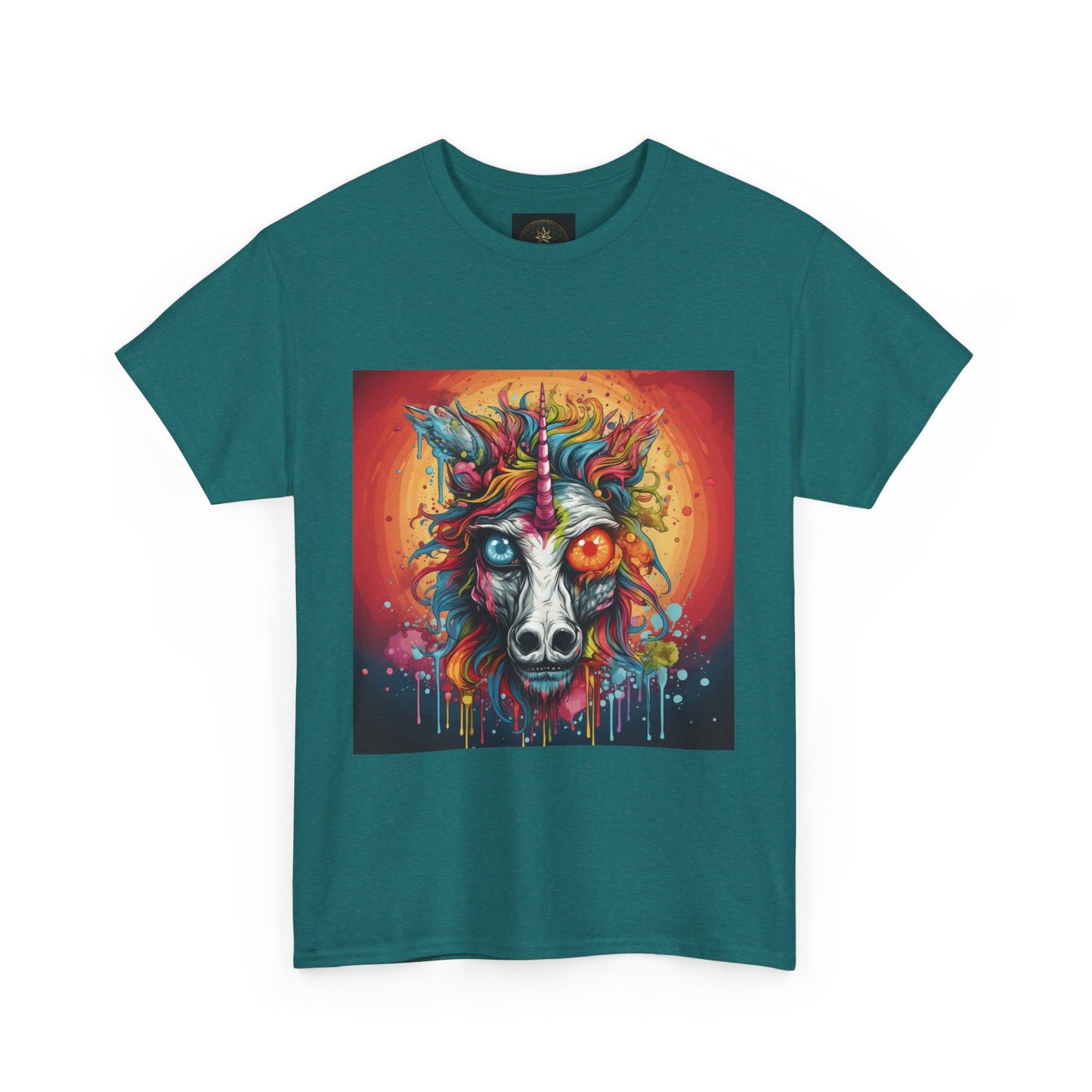 Vibrant Wolf Art Tee - Unisex Heavy Cotton T-Shirt, Animal Lover Gift, Festival Apparel, Nature Vibe Shirt, Colorful Graphic Tee
