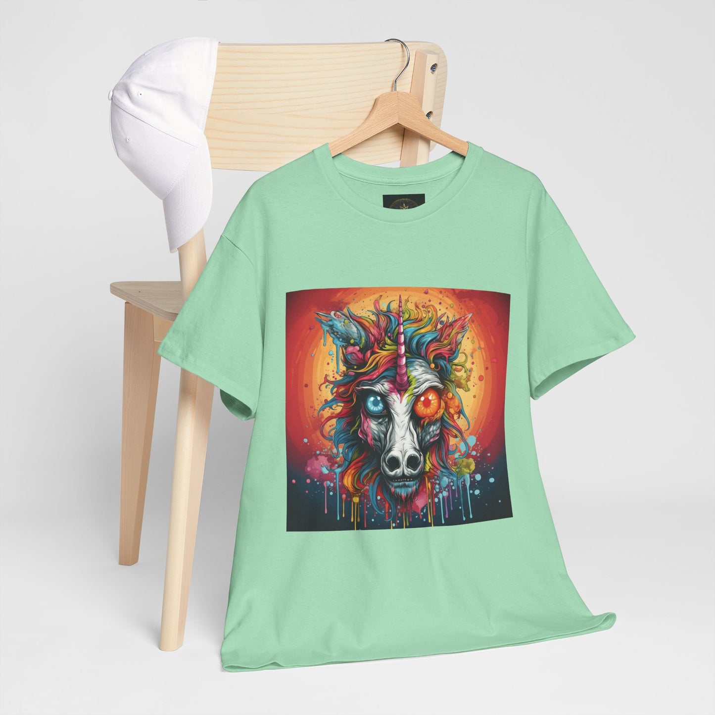 Vibrant Wolf Art Tee - Unisex Heavy Cotton T-Shirt, Animal Lover Gift, Festival Apparel, Nature Vibe Shirt, Colorful Graphic Tee