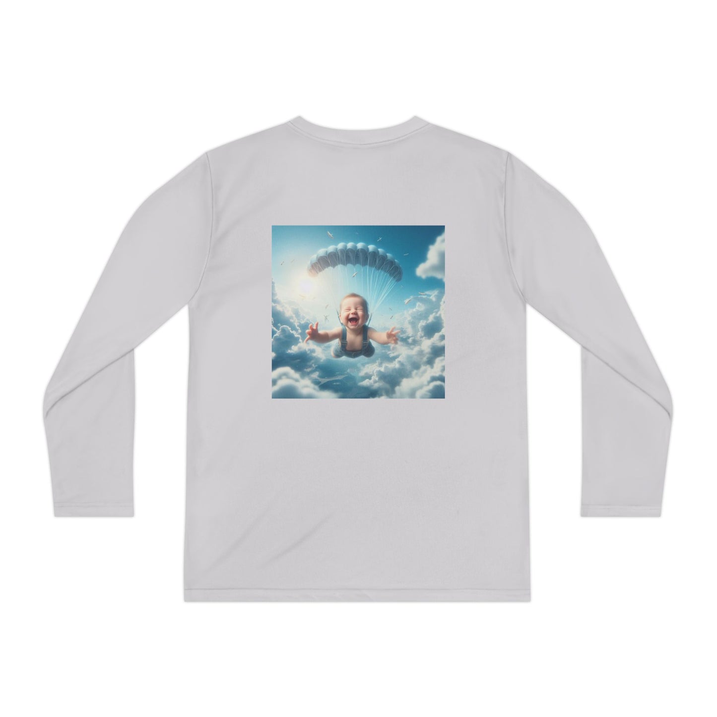 Youth Long Sleeve Tee with Whimsical Parachute Design, Perfect for Playtime, Everyday Wear, Birthdays, Summer Fun, Creative Gift Idea