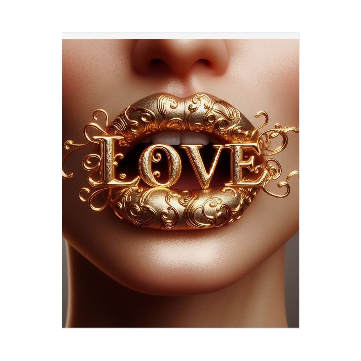 Golden Love Wall Art Poster, Romantic Decor, Home Aesthetic Print, Gift for Her, Modern Wall Art, Unique Art for Valentine's Day