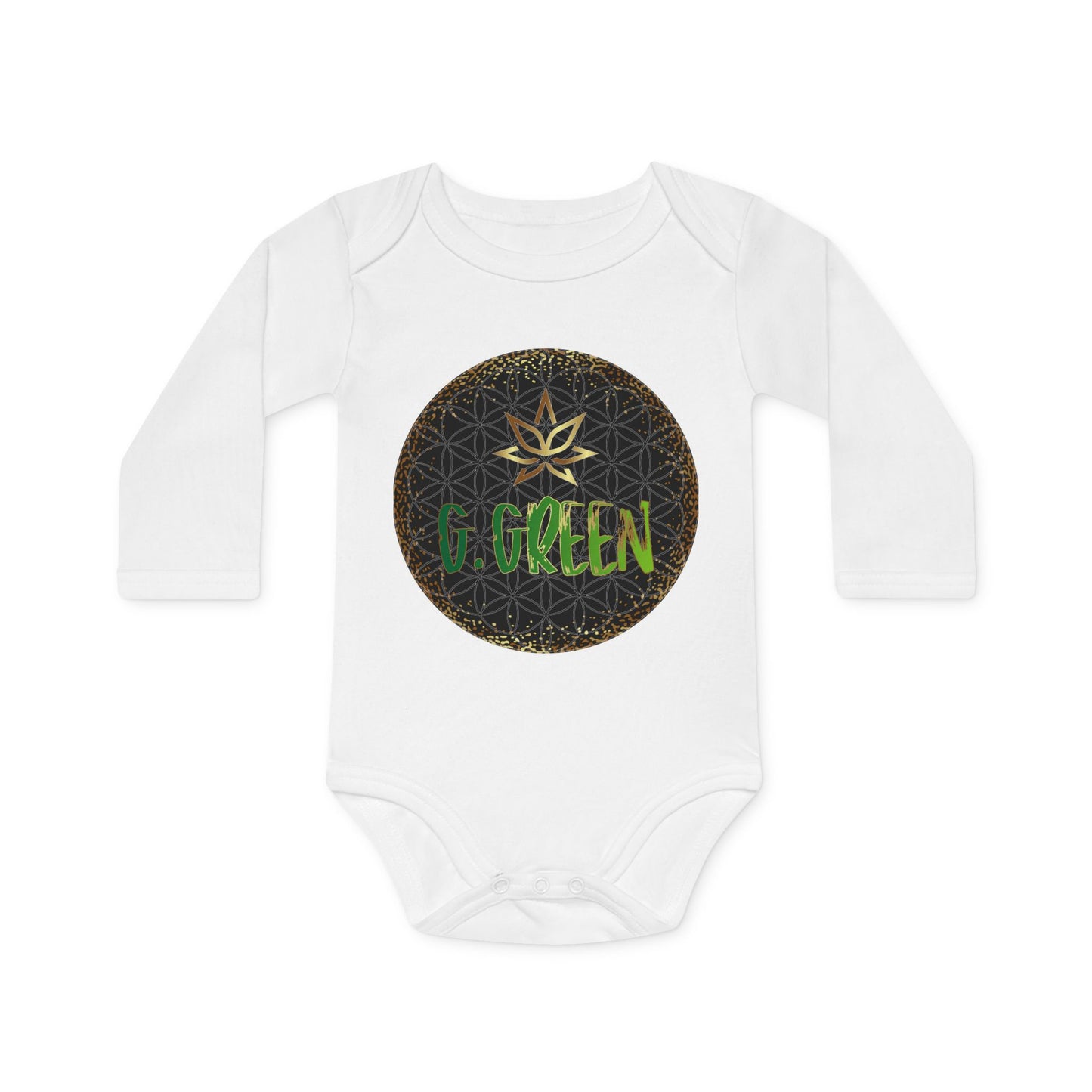 Whimsical Organic Baby Bodysuit with Dragon & Green Design, Perfect Baby Gift, Playful Newborn Outfit, Eco-Friendly Baby Clothes