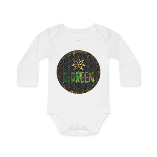 Whimsical Organic Baby Bodysuit with Dragon & Green Design, Perfect Baby Gift, Playful Newborn Outfit, Eco-Friendly Baby Clothes