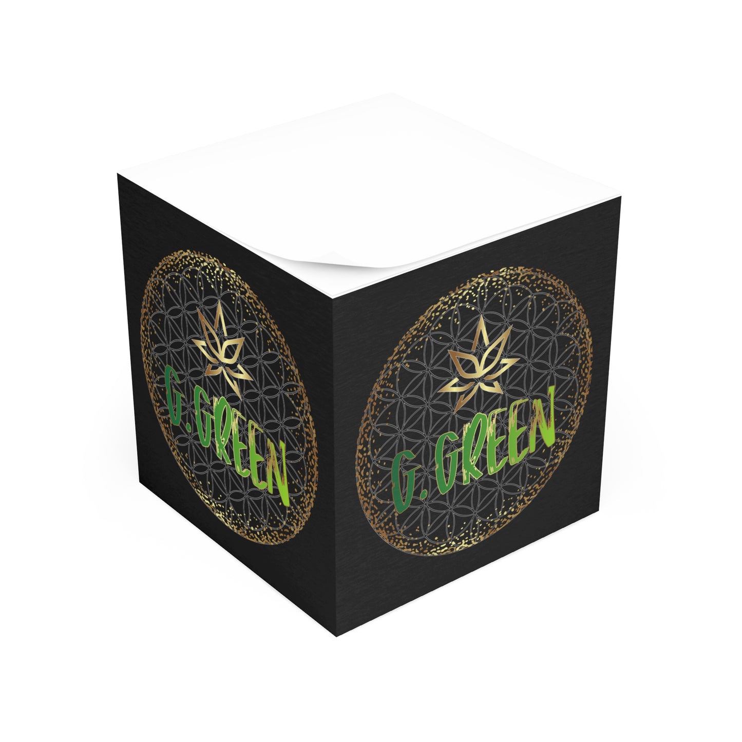 Personalized Note Cube with Flower of Life Design, Inspirational Desk Accessory, Unique Gift for Writers, Teachers, Students, Office Decor