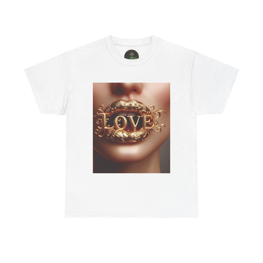 Golden Love Statement Tee, Unisex T-Shirt, Casual Wear, Gift for Her, Valentine's Day, Statement Fashion