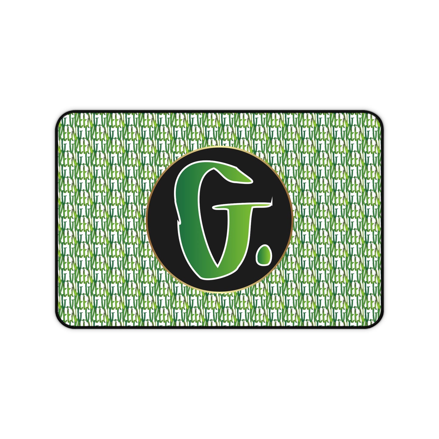 Personalized Desk Mat with Green Initial, Custom Office Decor, Gaming Mouse Pad, Work from Home Gift, Unique Desk Accessory
