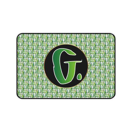 Personalized Desk Mat with Green Initial, Custom Office Decor, Gaming Mouse Pad, Work from Home Gift, Unique Desk Accessory