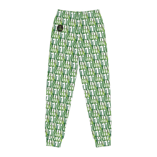 Youth Joggers with Vibrant Green Abstract Design, Trendy Kids Activewear, Perfect for Sports, Gifts, Casual Days, Summer Wear