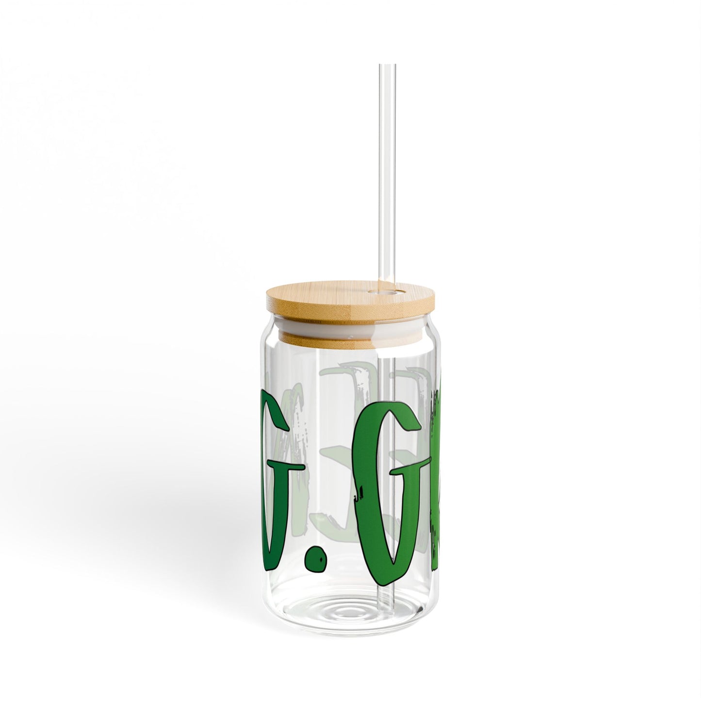 Eco-Friendly Sipper Glass, Green Lettering, Reusable Drinkware, Perfect for Kids & Adults, Summer Parties, Eco Gifts