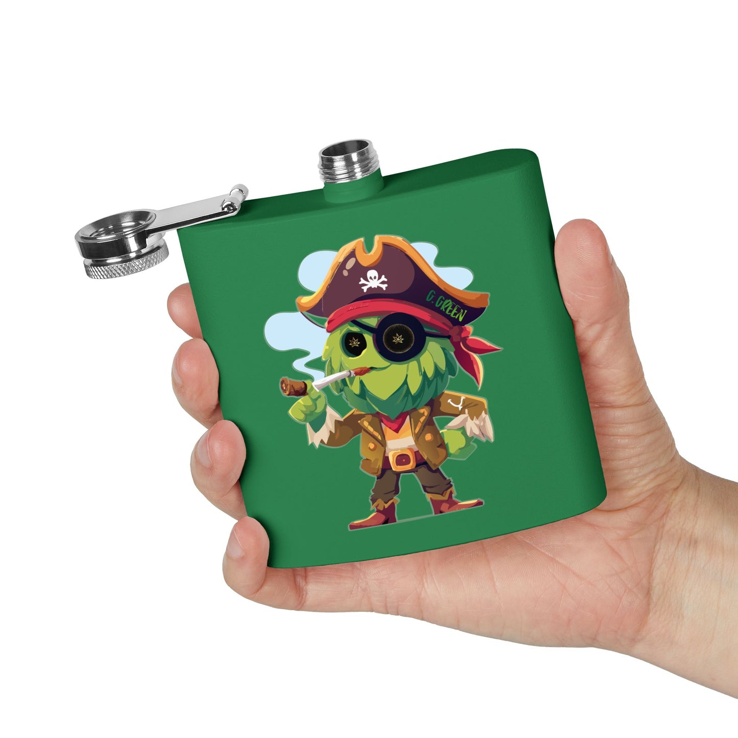 Whimsical Pirate Flask, 6oz Stainless Steel Gift, Fun Party Accessory, Unique Groomsmen Gift, Adventure Enthusiast Flask, Novelty Drinkware