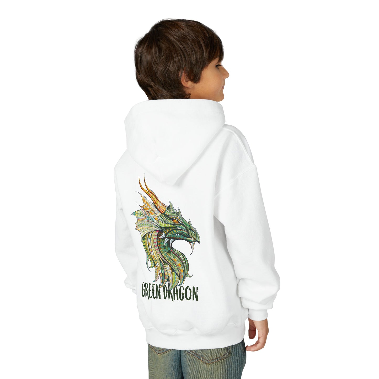 Youth Dragon Graphic Hoodie, Eco-Friendly Hoodie, Gift for Young Artists, Unique Kids Sweatshirt, Fantasy Apparel