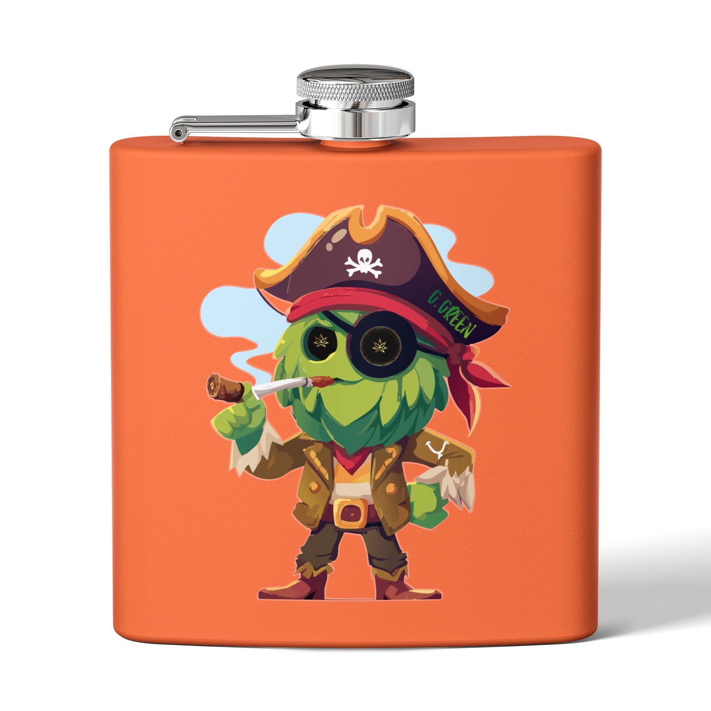 Whimsical Pirate Flask, 6oz Stainless Steel Gift, Fun Party Accessory, Unique Groomsmen Gift, Adventure Enthusiast Flask, Novelty Drinkware
