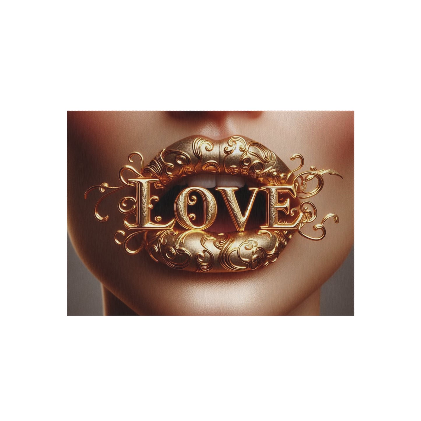 Outdoor Rug with 'LOVE' Design for Patio, Garden, Entrance, Bohemian Decor, Gift Idea, Outdoor Living