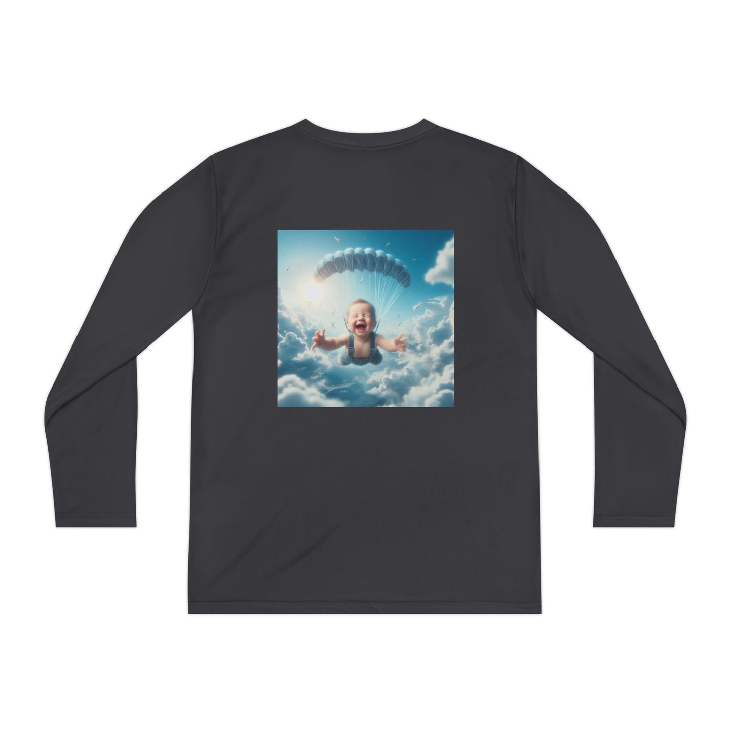 Youth Long Sleeve Tee with Whimsical Parachute Design, Perfect for Playtime, Everyday Wear, Birthdays, Summer Fun, Creative Gift Idea