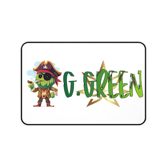 Personalized Pirate Desk Mat, Gaming Mouse Pad, Kids Room Decor, G. Green Custom Gift, Office Accessories