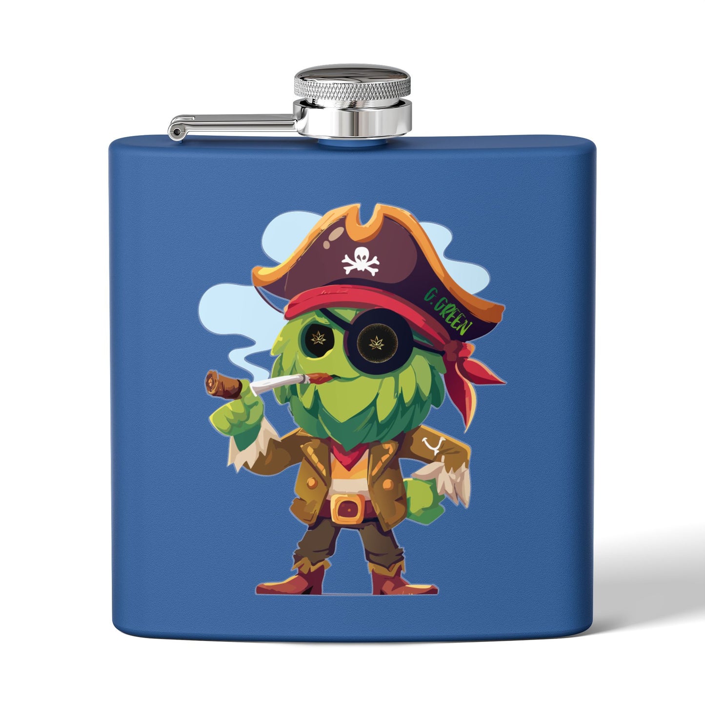 Whimsical Pirate Flask, 6oz Stainless Steel Gift, Fun Party Accessory, Unique Groomsmen Gift, Adventure Enthusiast Flask, Novelty Drinkware
