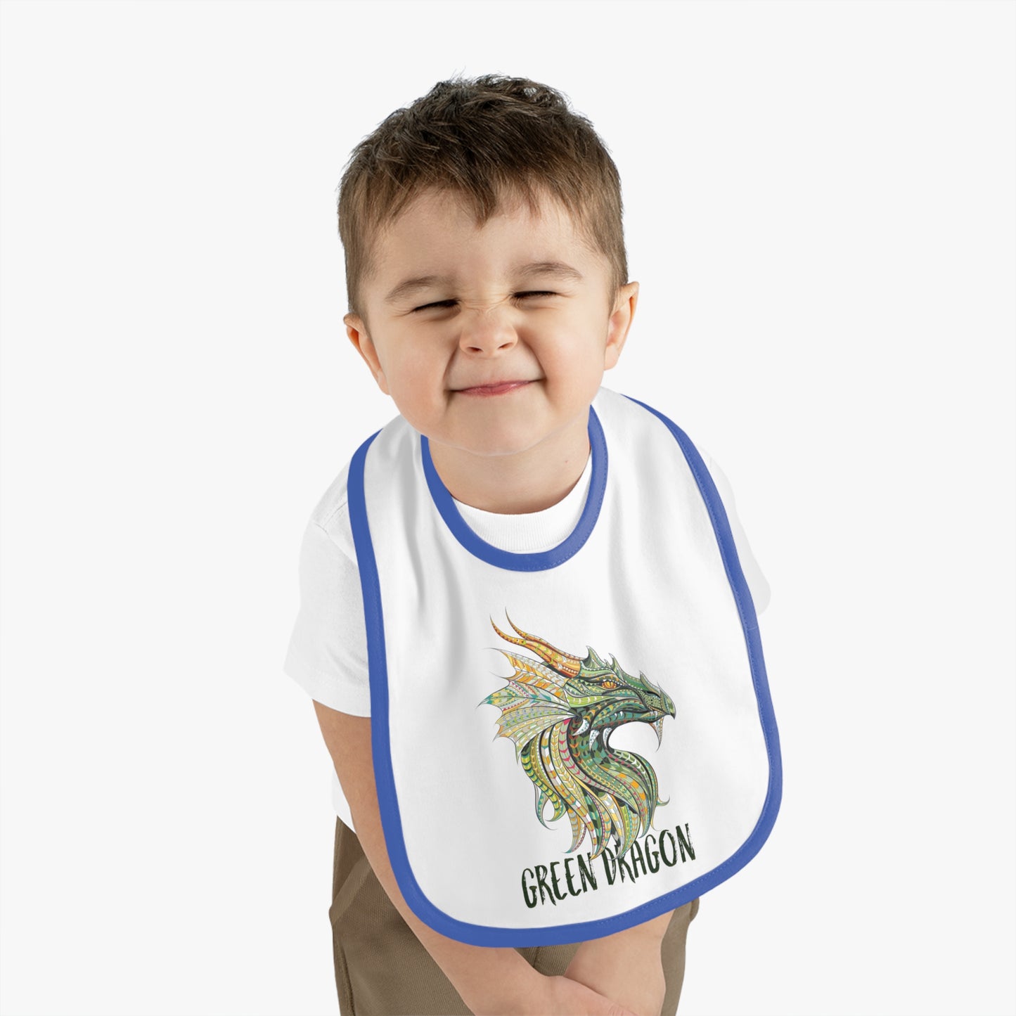 Green Dragon Baby Bib, Adorable Bib for Babies, Baby Shower Gift, Toddler Feeding Bib, Dragon Lovers Bib