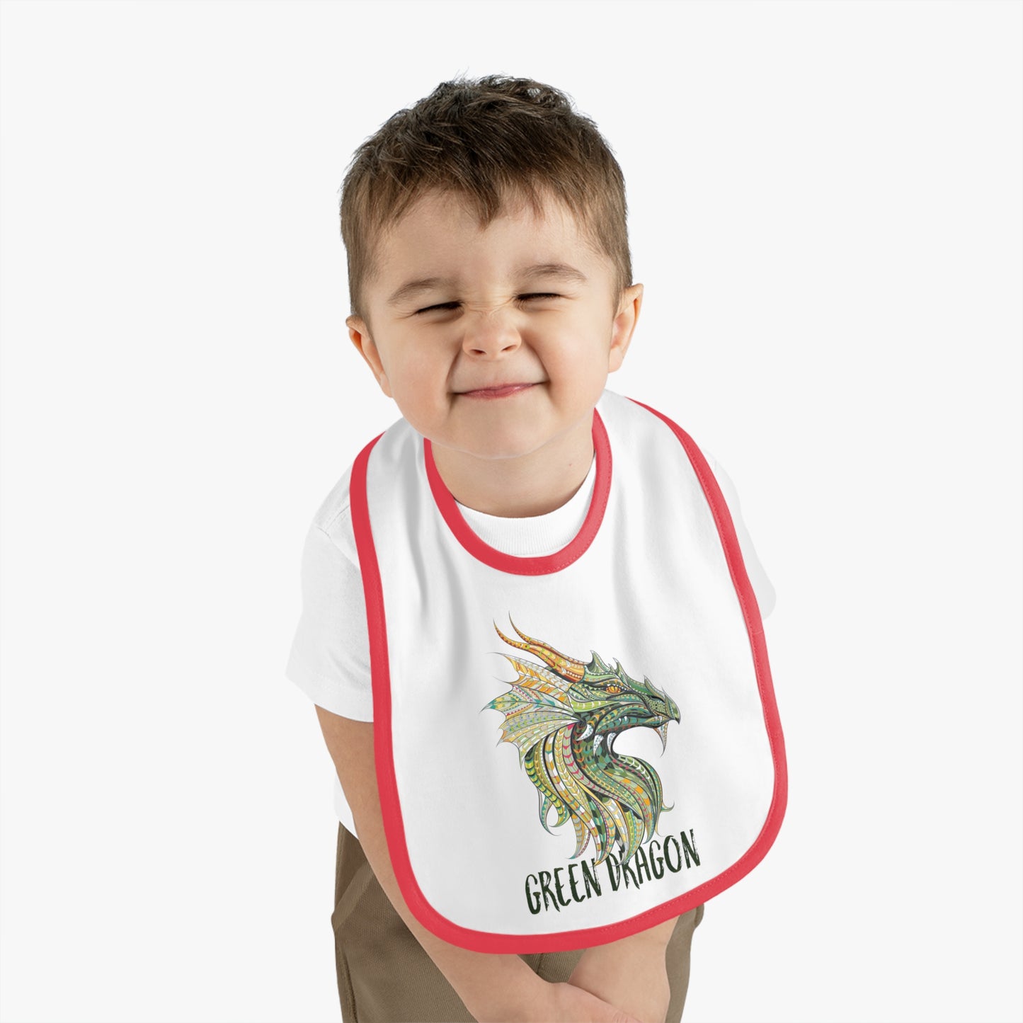 Green Dragon Baby Bib, Adorable Bib for Babies, Baby Shower Gift, Toddler Feeding Bib, Dragon Lovers Bib