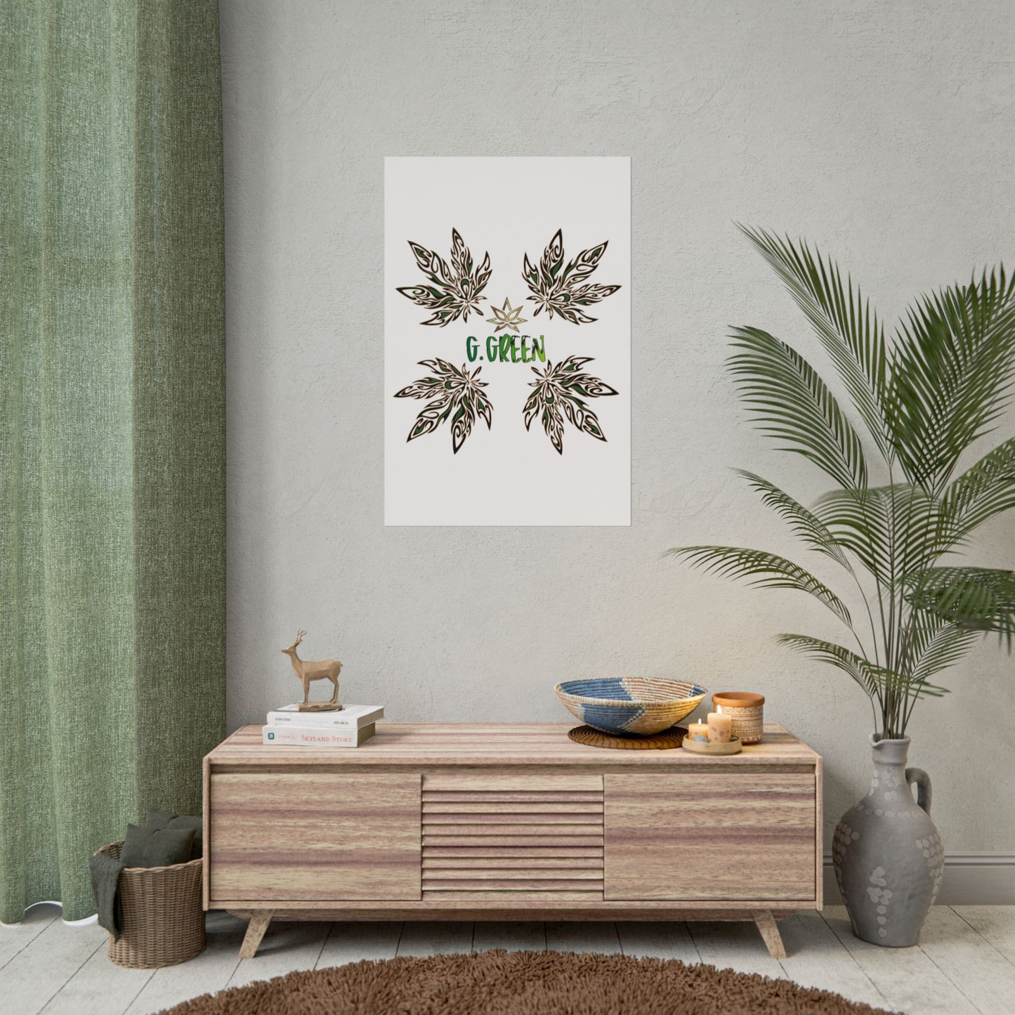 Bohemian Leaf Art Print, Nature Decor, Greenery Wall Art, G. Green, Home Decor, Botanical Poster, Gift for Plant Lovers