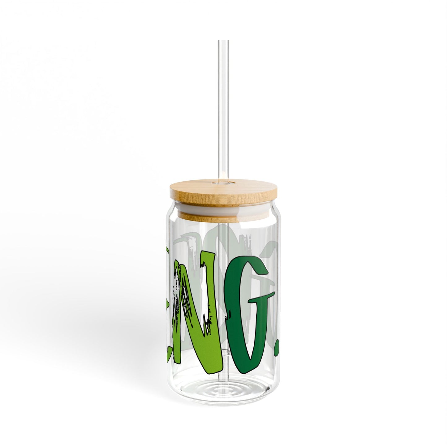 Eco-Friendly Sipper Glass, Green Lettering, Reusable Drinkware, Perfect for Kids & Adults, Summer Parties, Eco Gifts
