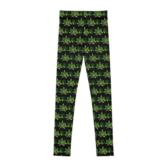 Youth Leggings with Vibrant Plant Design, Perfect for Active Kids, Trendy Athleisure, Great for Gifts, Eco-Conscious Apparel, Everyday Wear