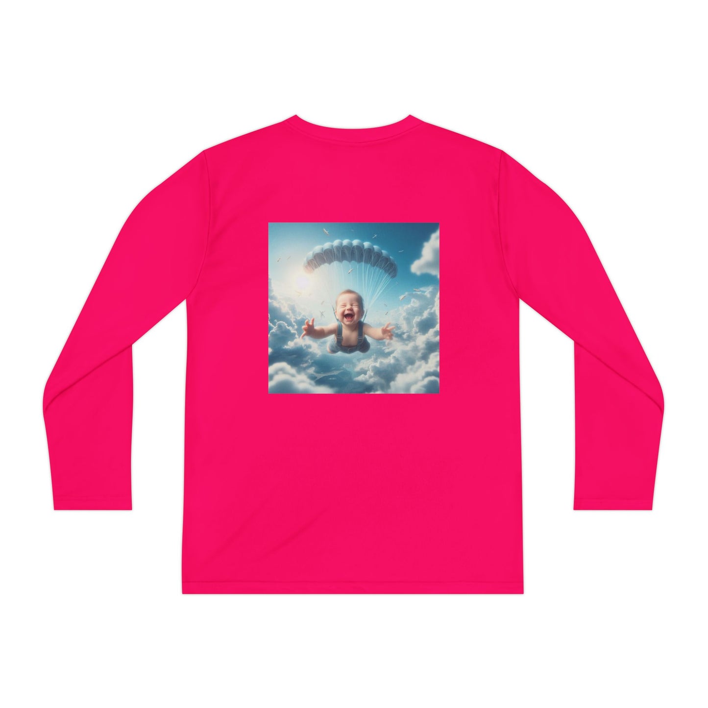 Youth Long Sleeve Tee with Whimsical Parachute Design, Perfect for Playtime, Everyday Wear, Birthdays, Summer Fun, Creative Gift Idea