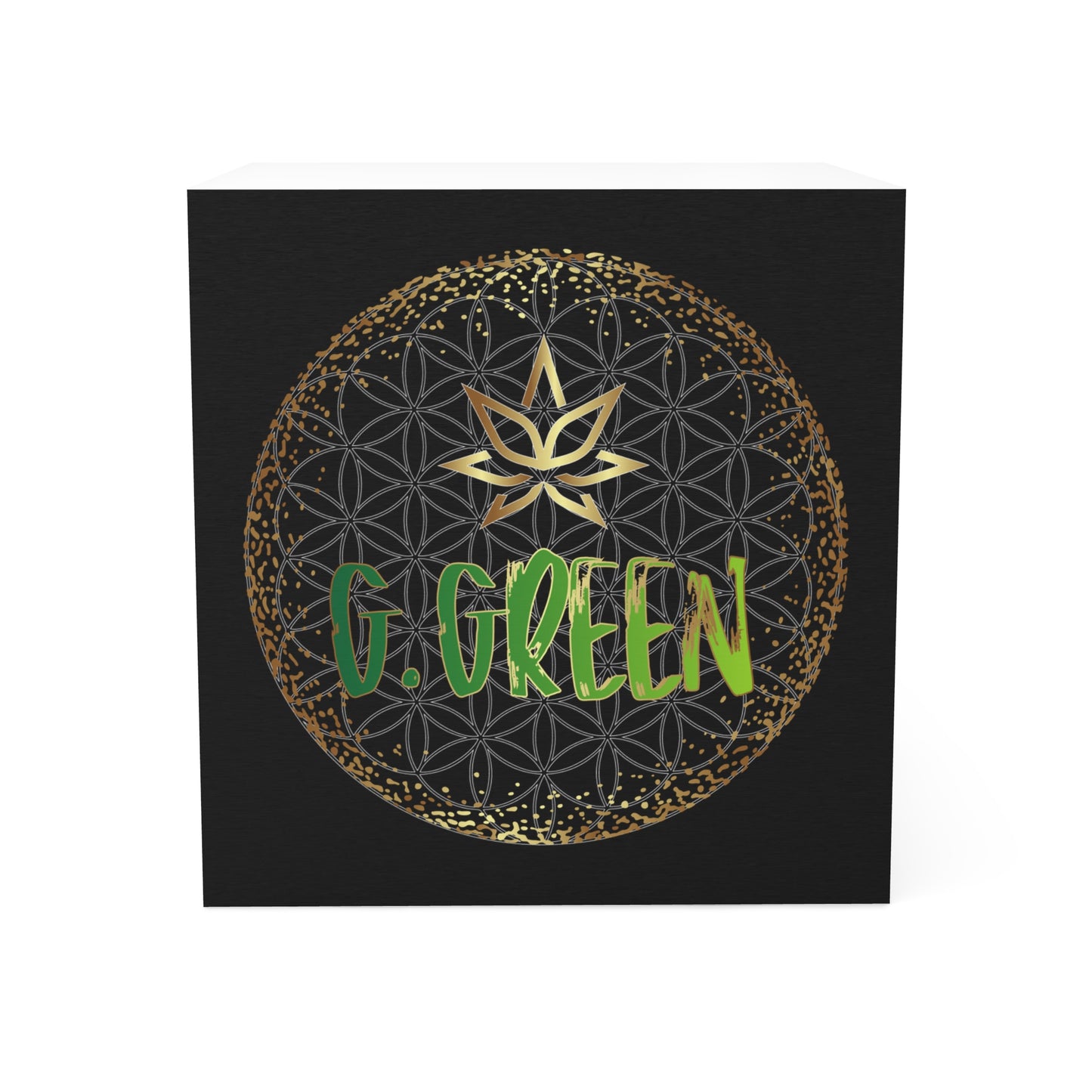 Personalized Note Cube with Flower of Life Design, Inspirational Desk Accessory, Unique Gift for Writers, Teachers, Students, Office Decor