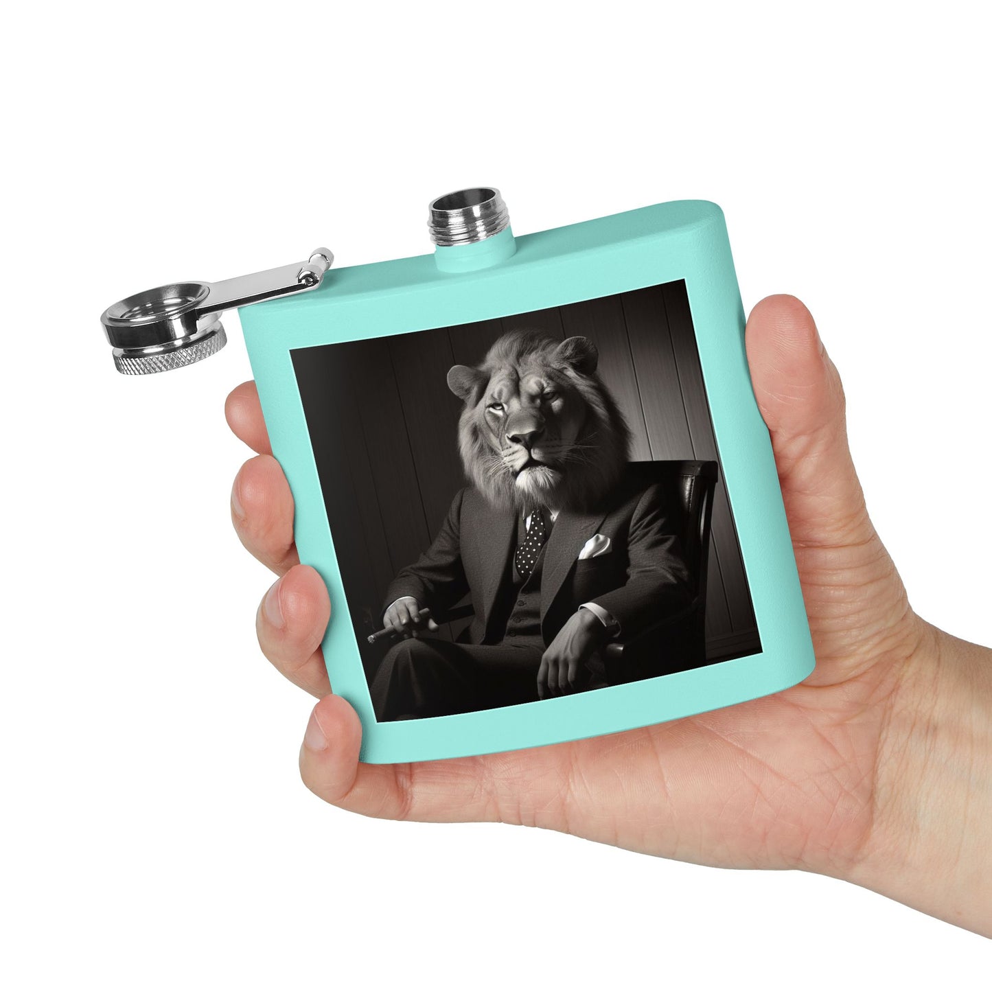 Elegant Lion Design Stainless Steel Flask, Unique Gift for Groomsmen, Birthday Present, Party Favor, Travel Flask